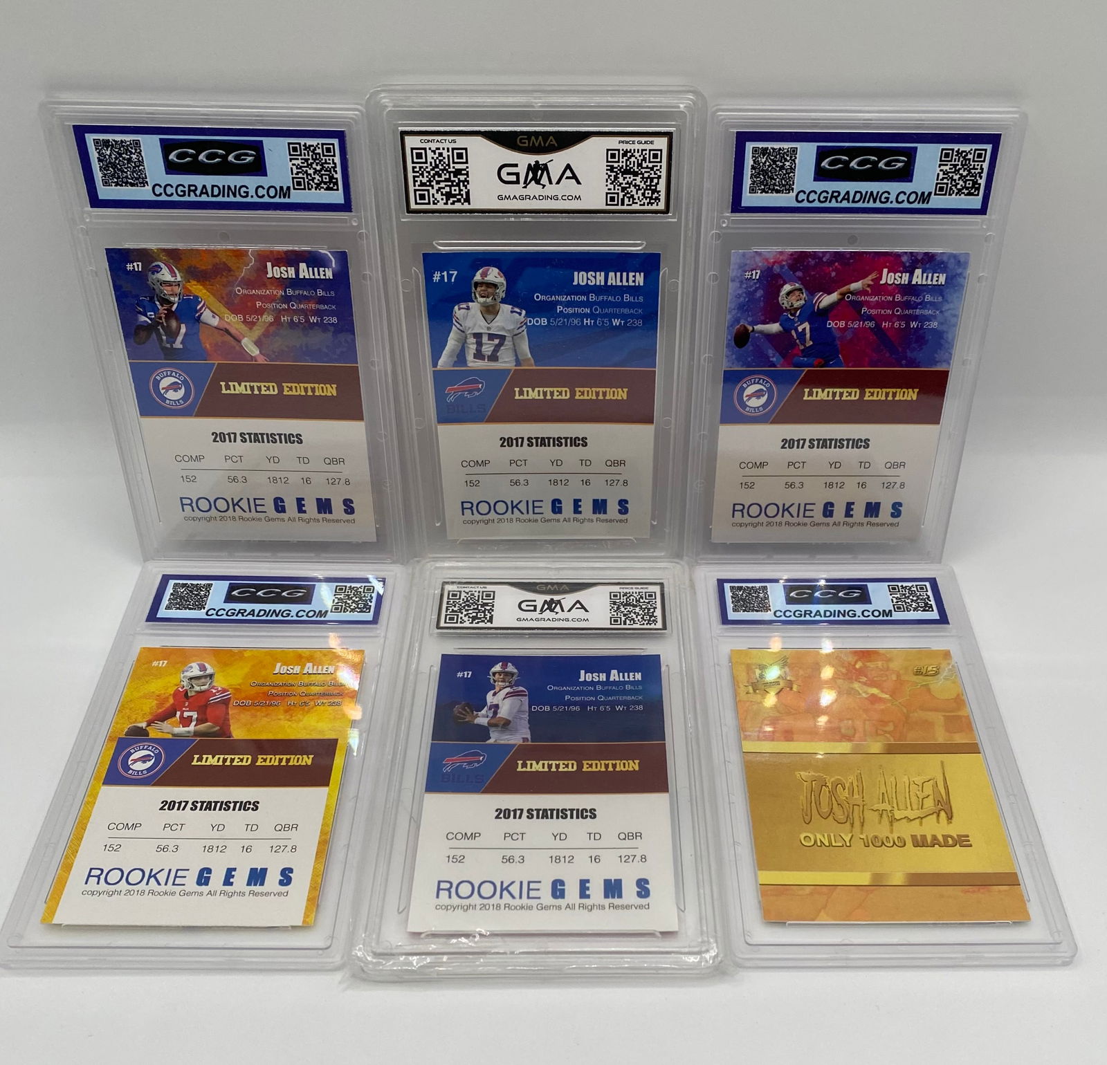 Josh Allen (Bills) Graded Card Lot (6) - Rookie Gems & ACEO - All Gem MT 10 - 2