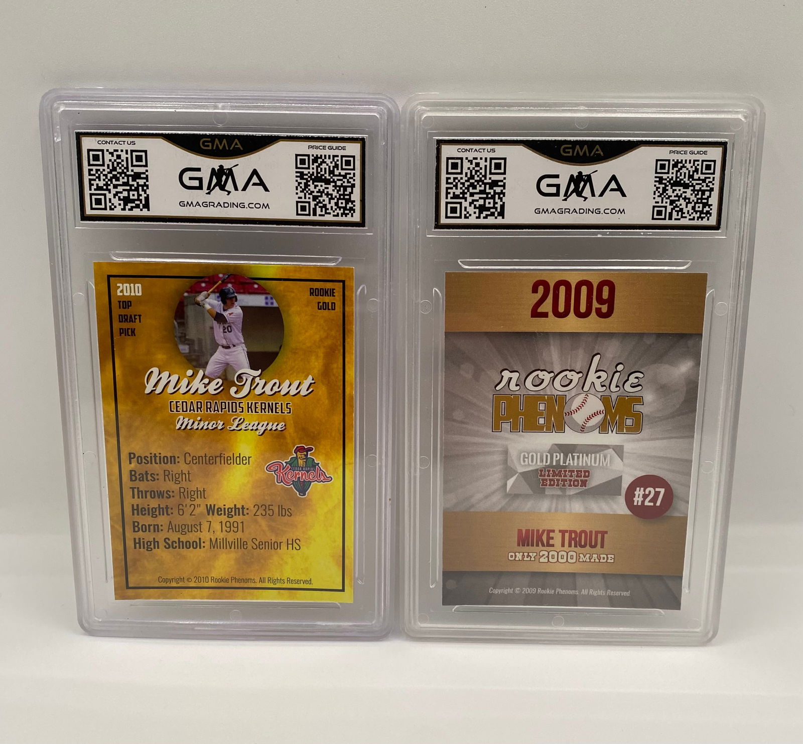 Mike Trout Graded Card Pair - 2009 Draft Pick & Minor League - All Gem MT 10 - 2