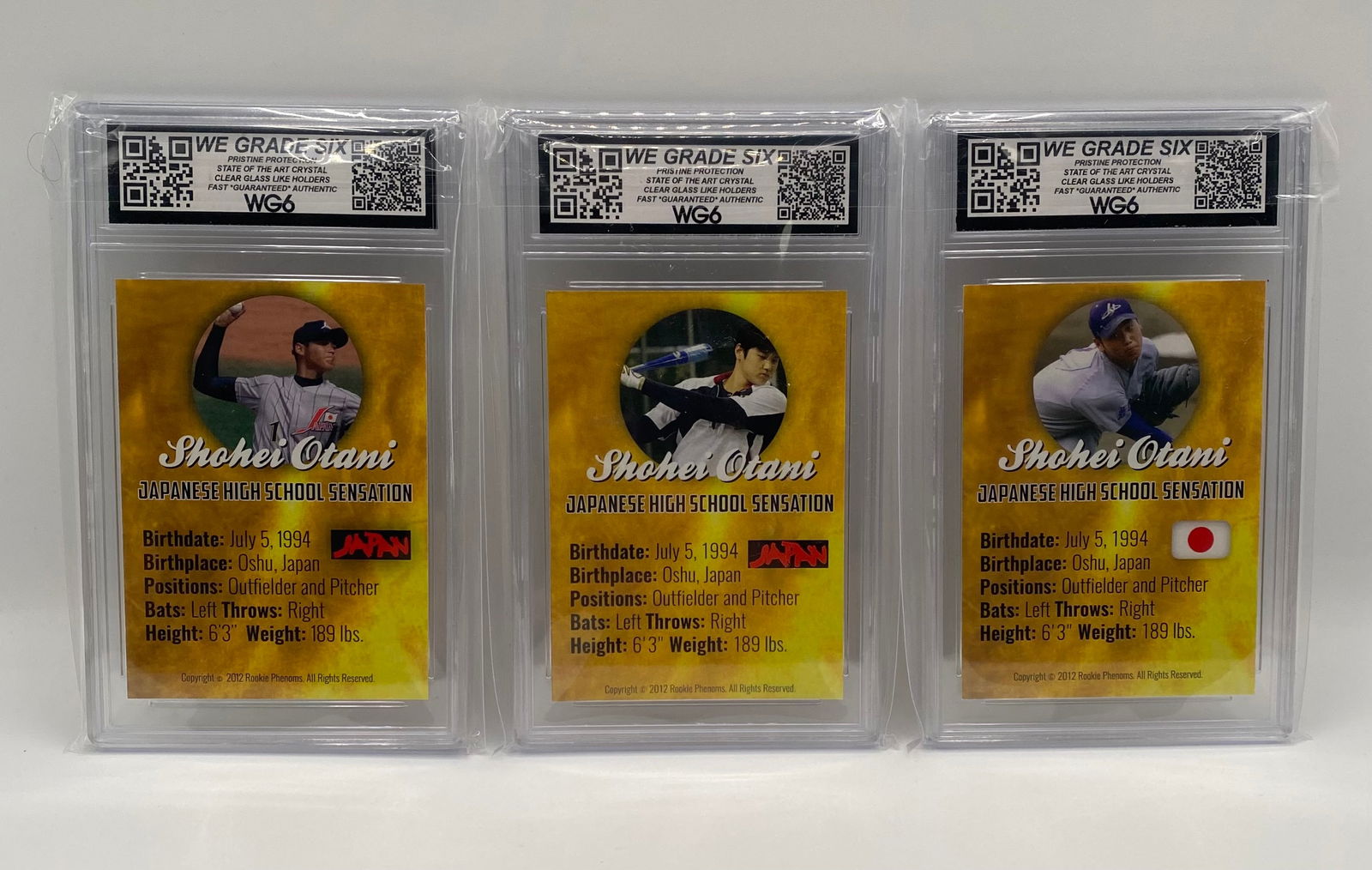 Shohei Ohtani 3-Card Japanese High School Sensation Set - All WG6 Gem MT 10 - 2
