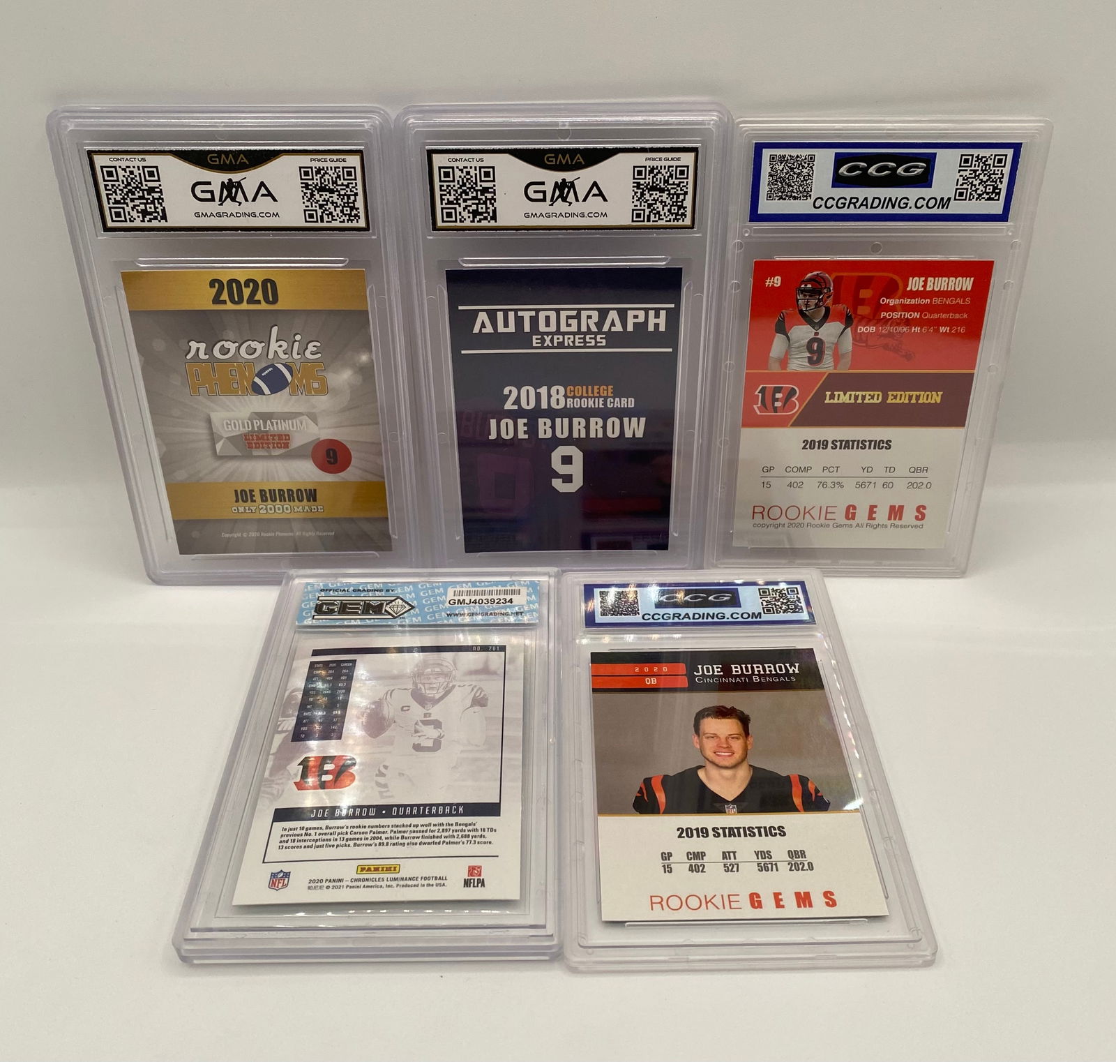 Joe Burrow Graded Card Lot (5) - Luminance, ACEO & Rookie Gems - All Gem MT 10 - 2