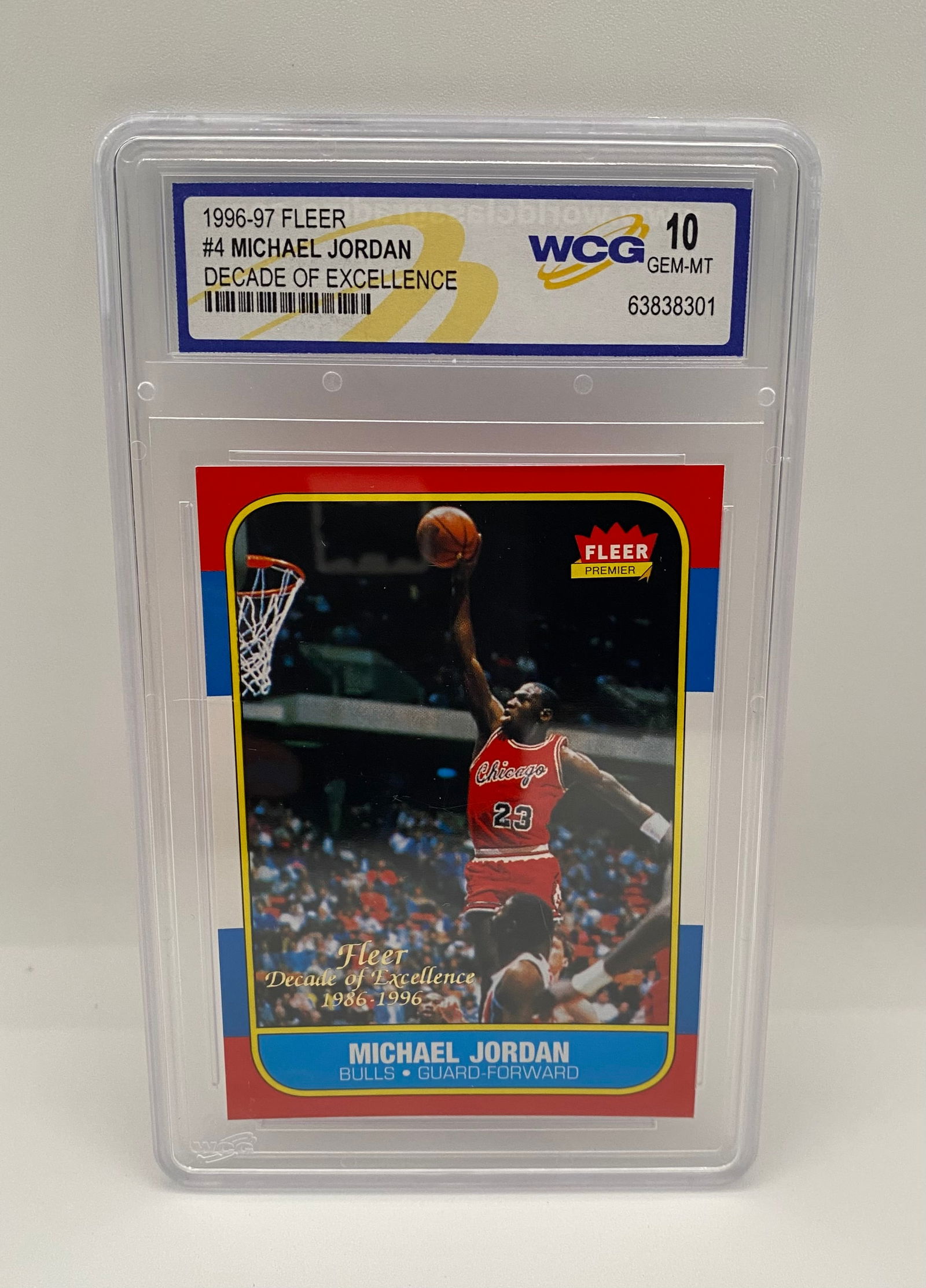 1996-97 Fleer Michael Jordan #4 Decade of Excellence 1986-1996 - WCG 10 Gem-MT (1 of 2)