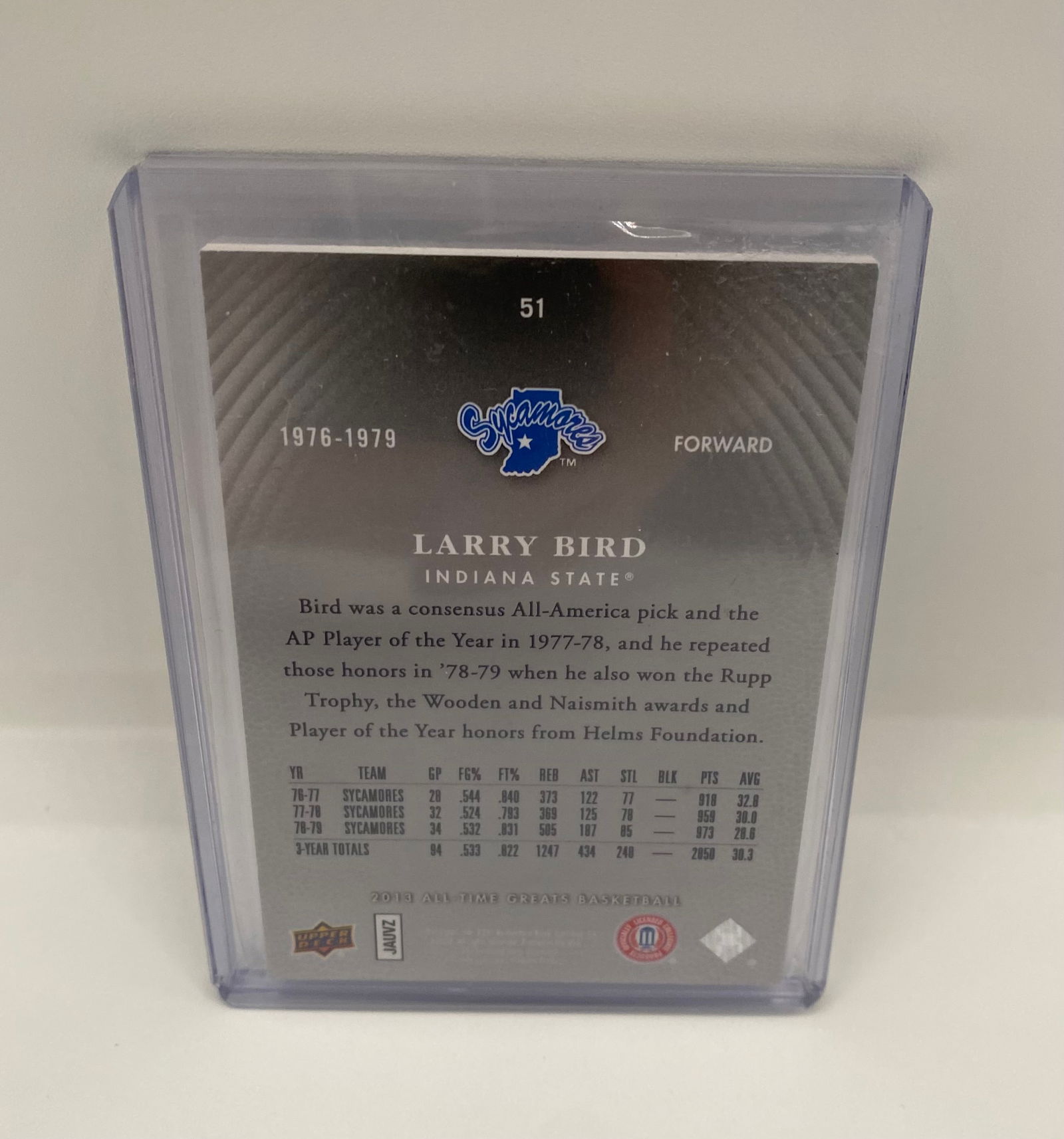 2011 Upper Deck All-Time Greats Larry Bird Indiana Sycamores /150 - 2