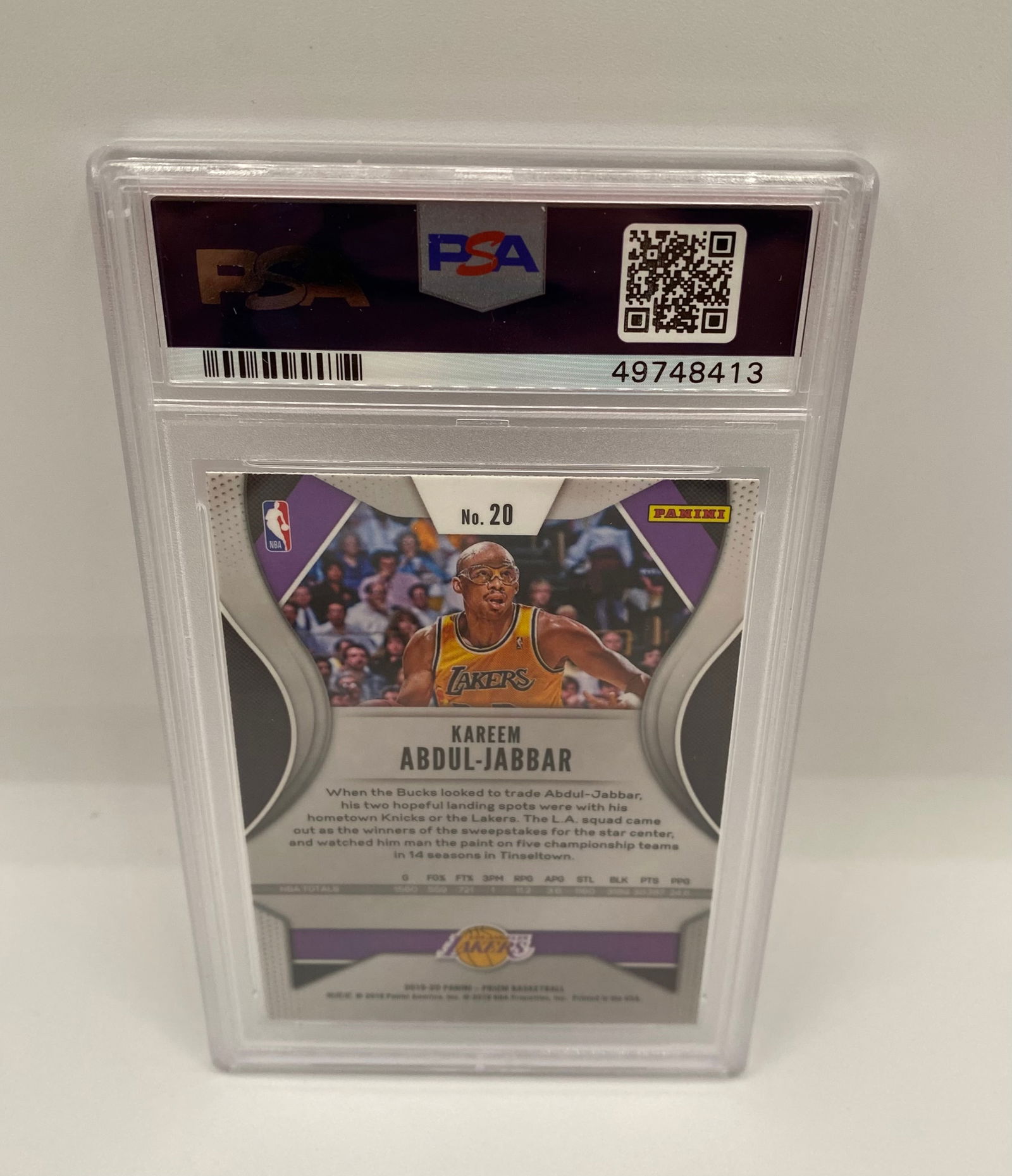 2019 Panini Prizm Kareem Abdul-Jabbar #20 PSA 10 GEM MINT - 2