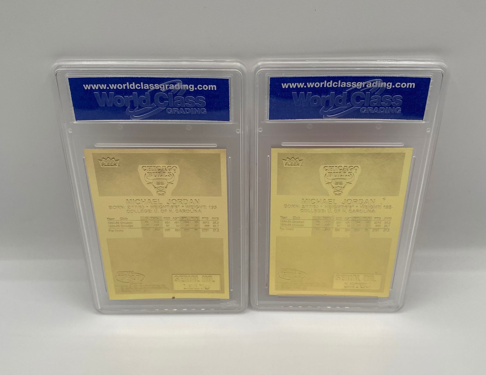 (2) Michael Jordan 1986 Rookie Tribute 23KT Gold Cards - WCG 10 Gem-MT - 2