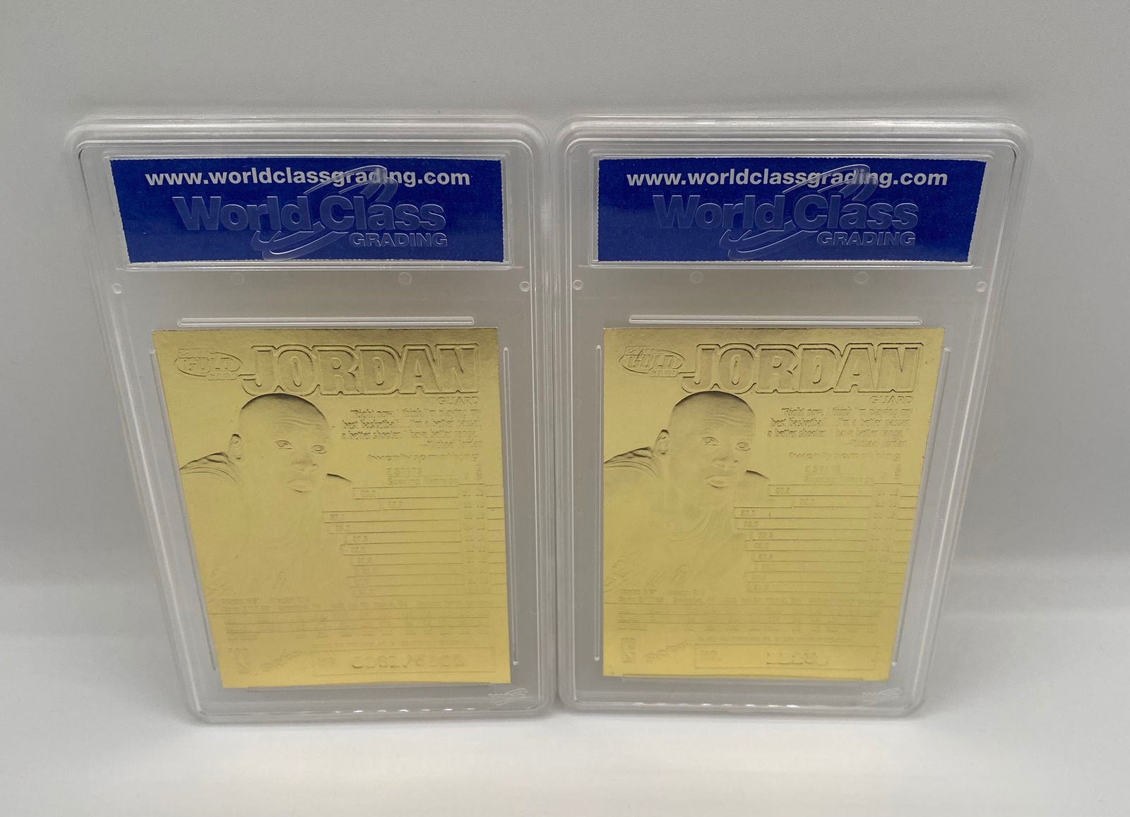 (2) Michael Jordan 1997 SkyBox Z-Force 23KT Gold Cards - WCG 10 Gem-MT - 2