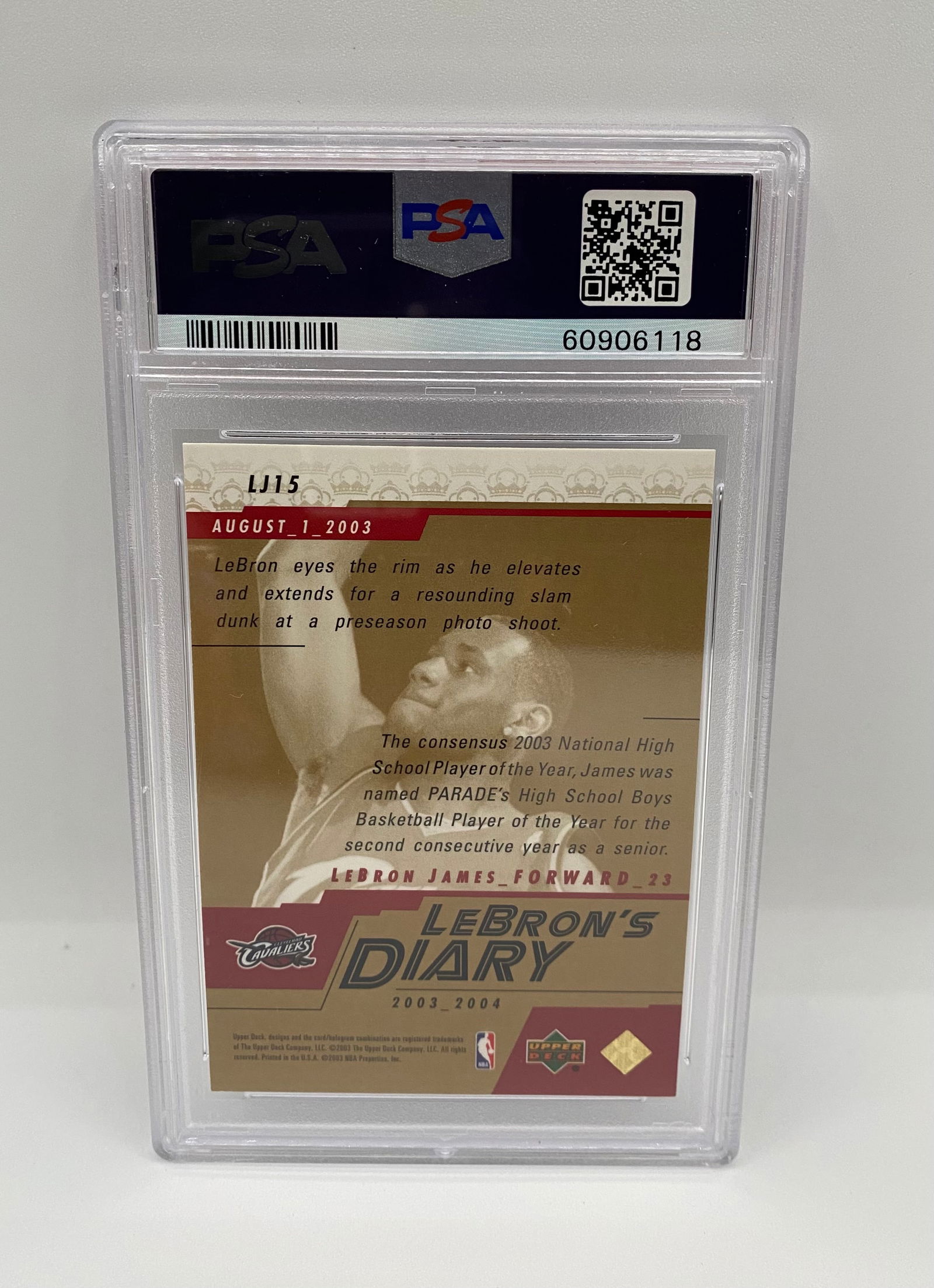 2003 Upper Deck LeBron James LeBron's Diary PSA 9 MINT - 2