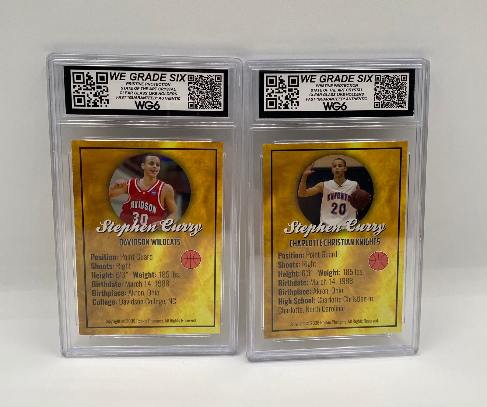 (2) Stephen Curry Custom ACEO Gold Rookie Cards - WG6 10 Gem-Mint - 2