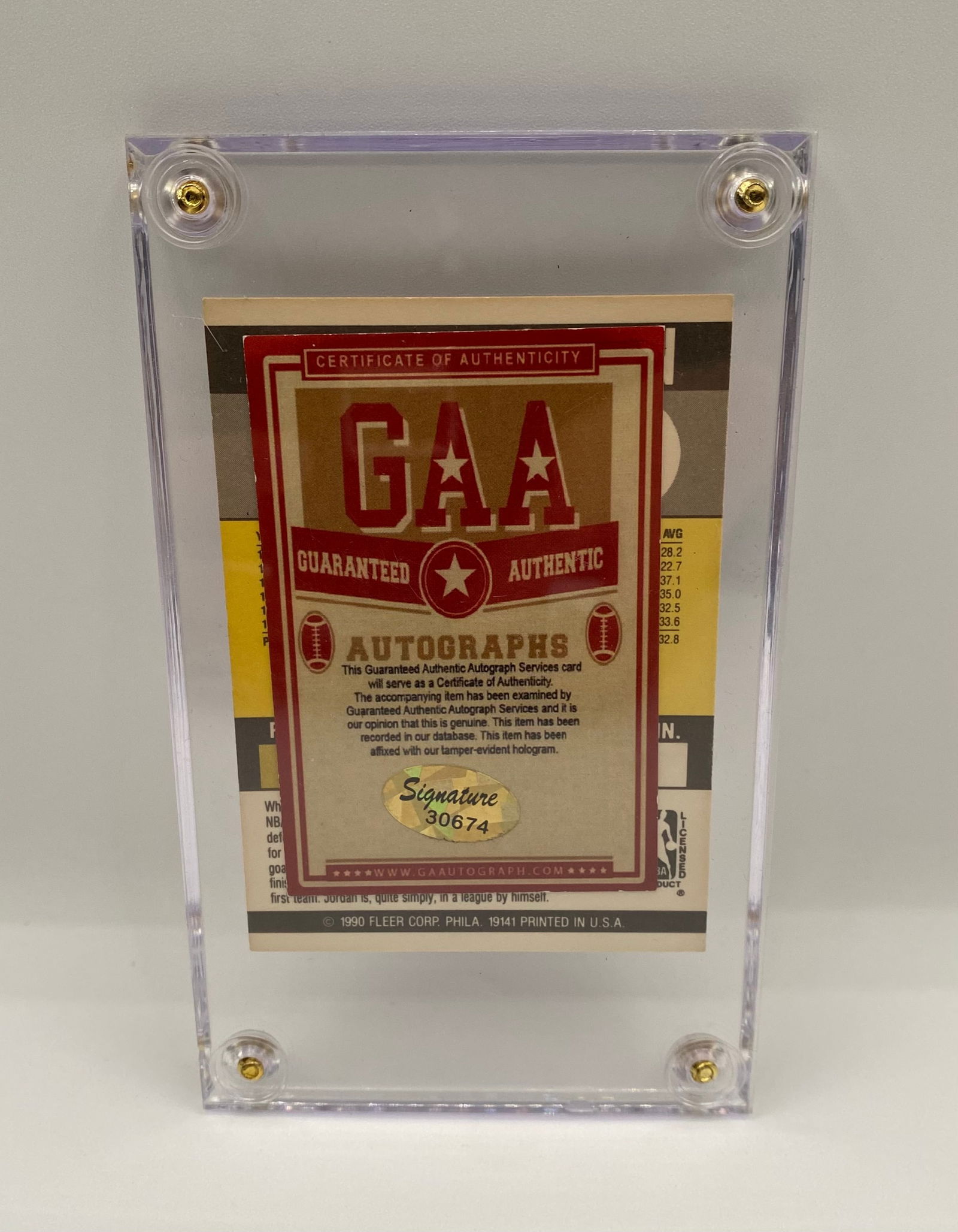 1990 Fleer Michael Jordan #26 Signed Card COA - 2