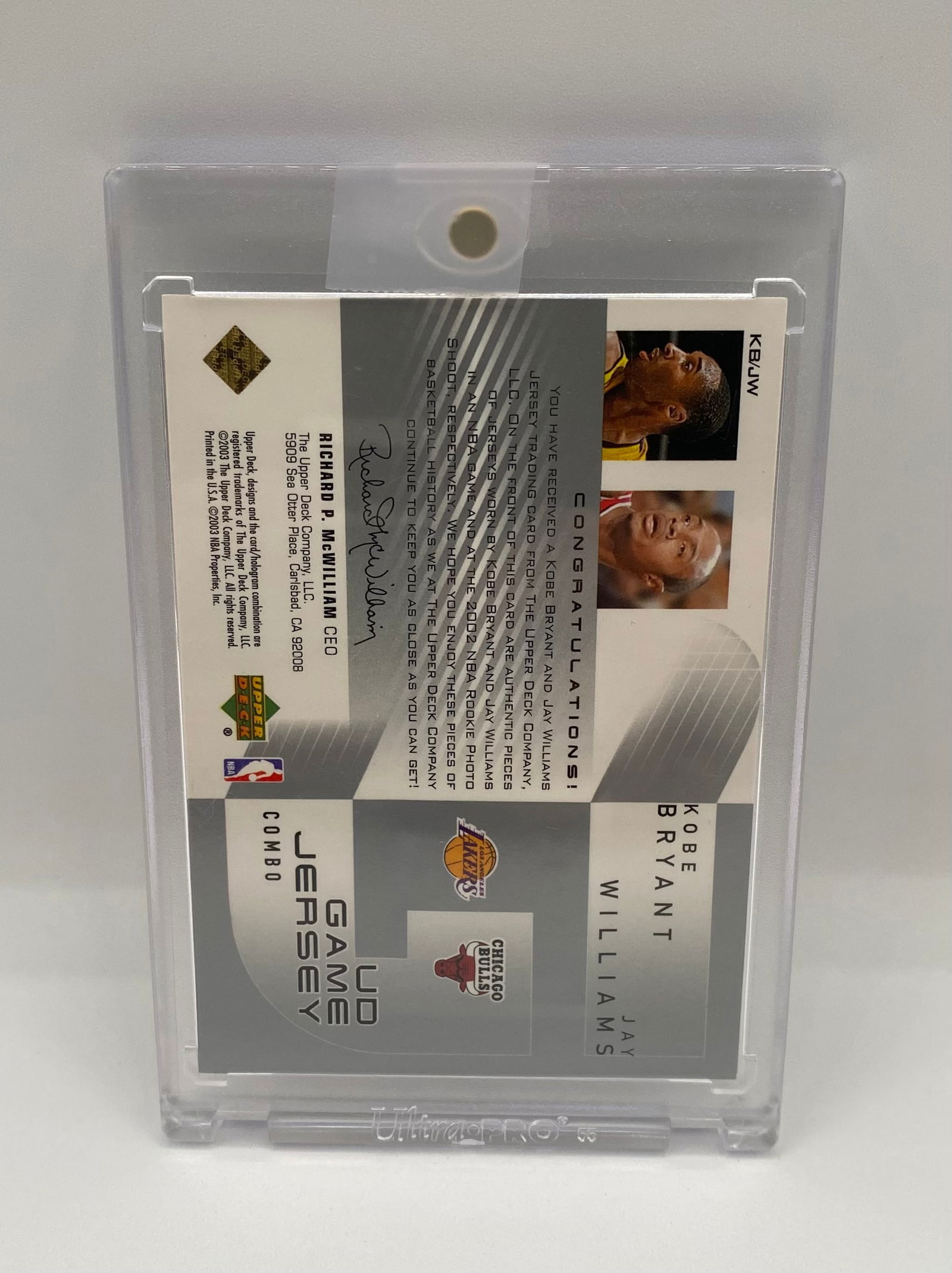 Upper Deck Game Jersey Combo - Kobe Bryant & Jay Williams - Dual Patch - 2