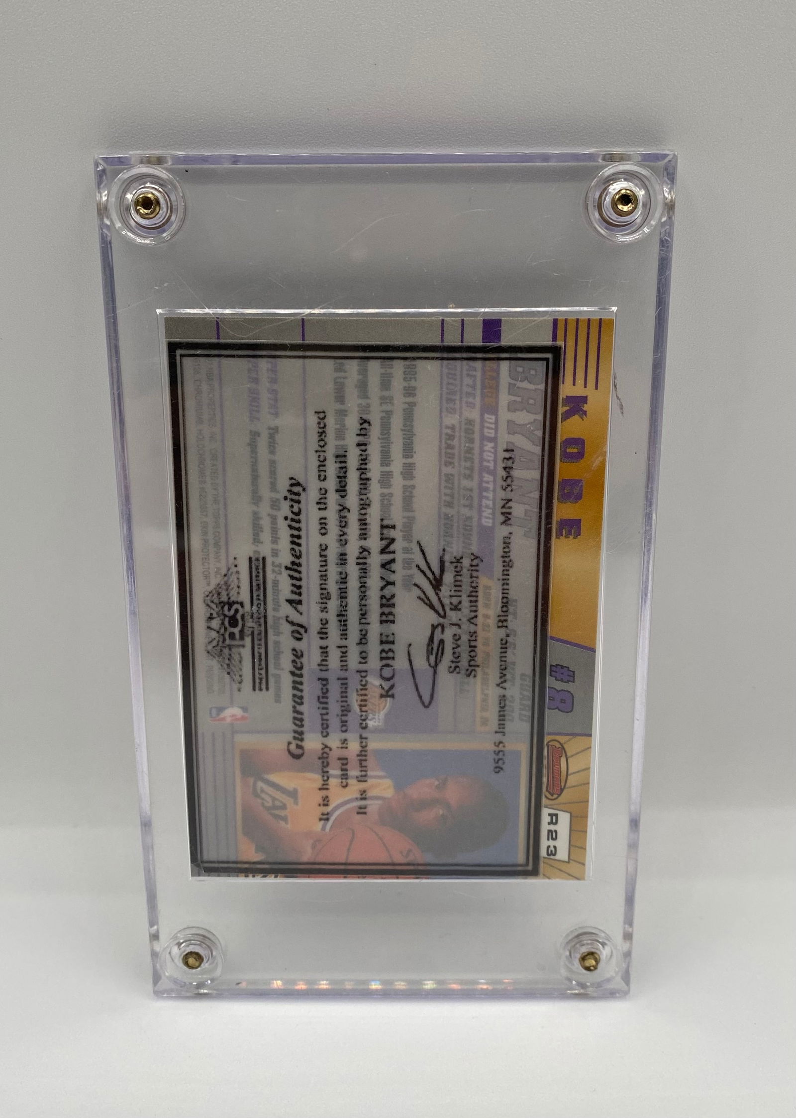 1996 Bowman’s Best Kobe Bryant Rookie Card Signed COA - 2