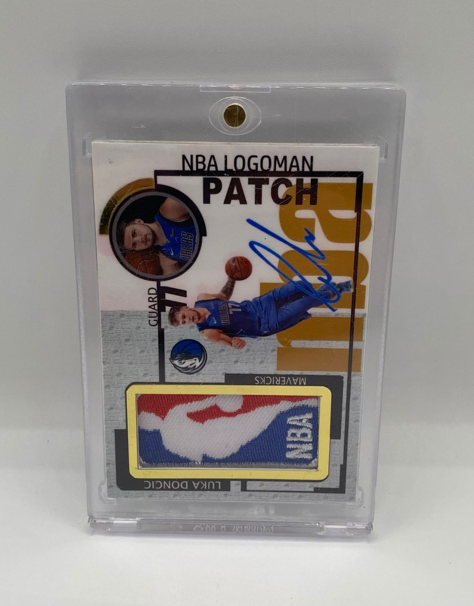 Luka Doncic Custom "R.B. Customs" NBA Logoman Patch Card – Facsimile Auto: Player: Luka Doncic • Team: Dallas Mavericks • Card Type: Custom / Art Card (R.B. Customs) • Features: Includes an NBA Logoman patch and a facsimile (printed/reproduction)