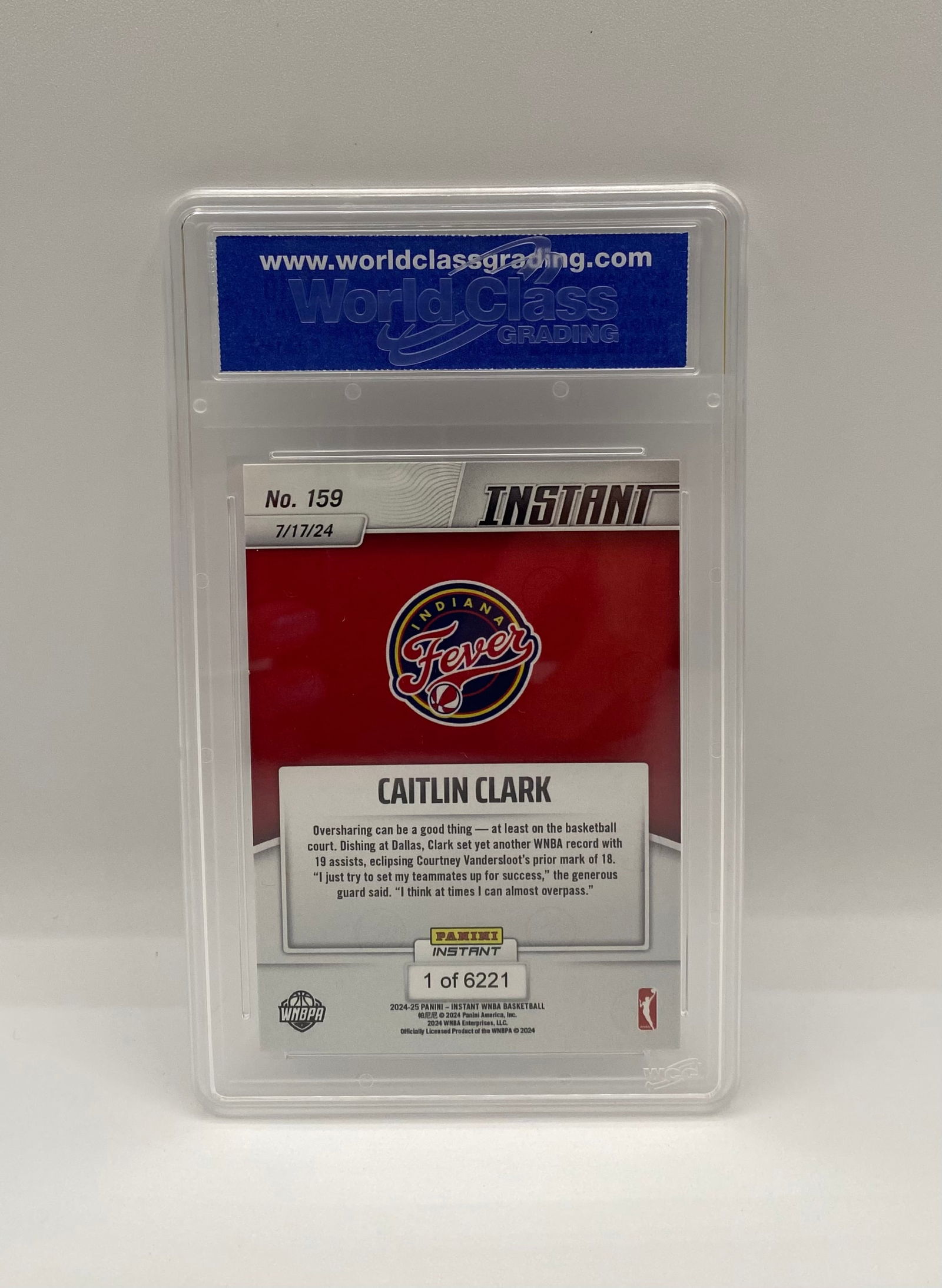 2024 Panini Instant Caitlin Clark Rookie #159 WCG 10 Gem Mint - WNBA Assist Record - 2