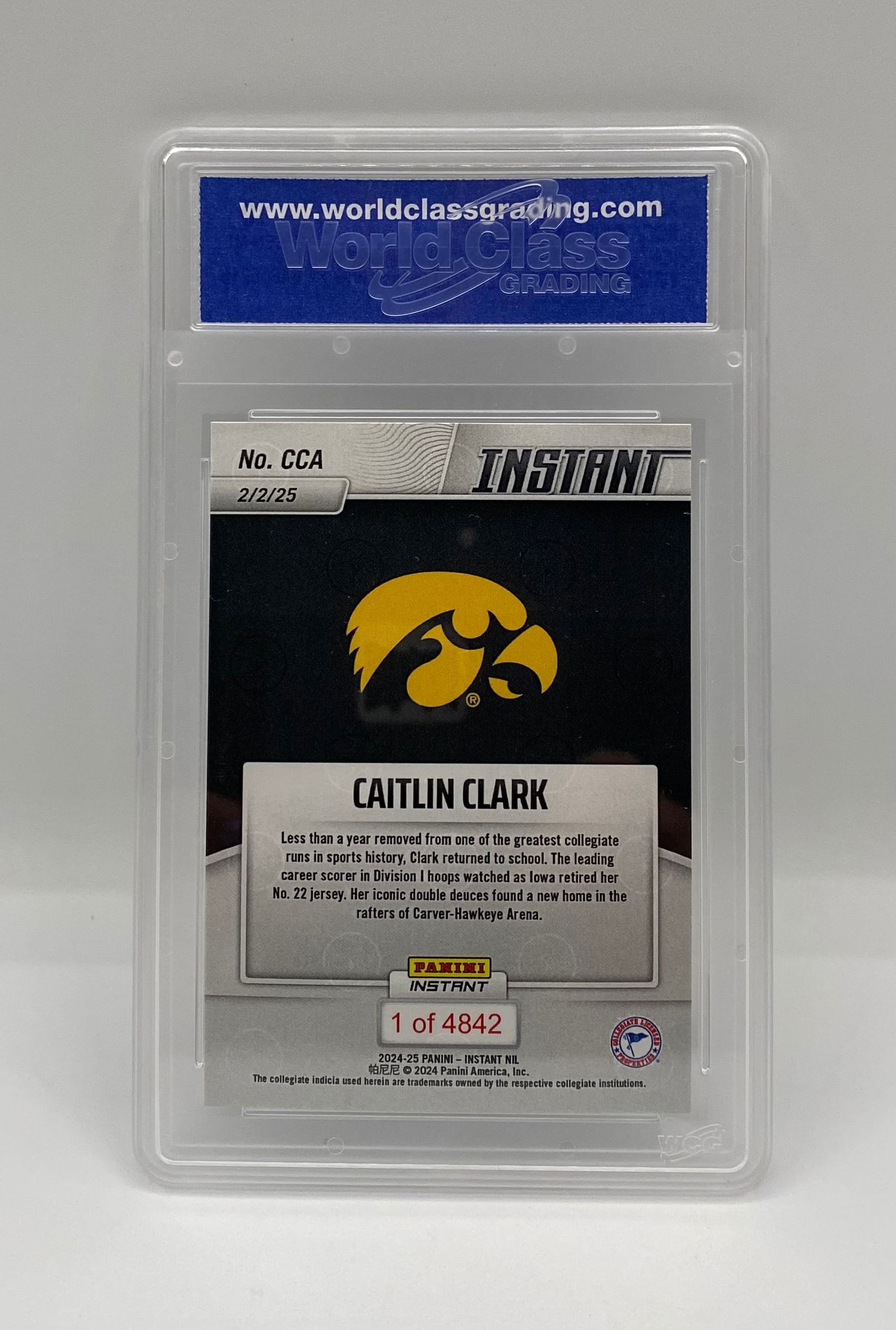 2025 Panini Instant Caitlin Clark #CCA WCG 10 Gem Mint - Iowa Jersey Retirement - 2