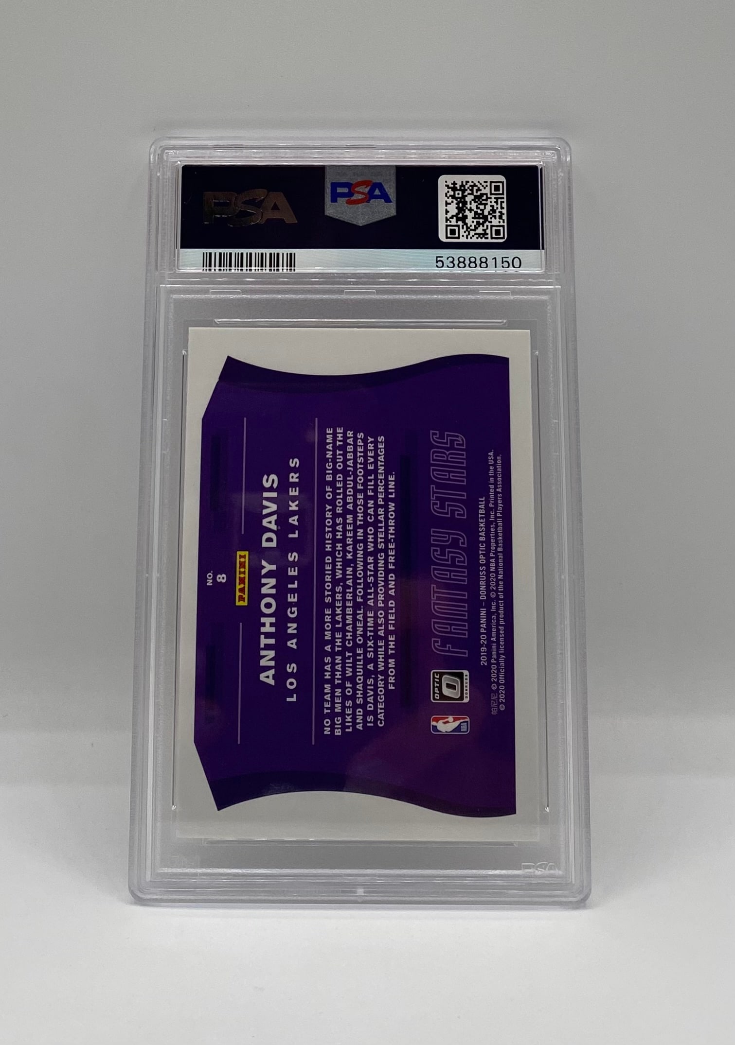 2019 Panini Donruss Optic Anthony Davis #8 PSA 10 Gem Mint - Fantasy Stars - 2