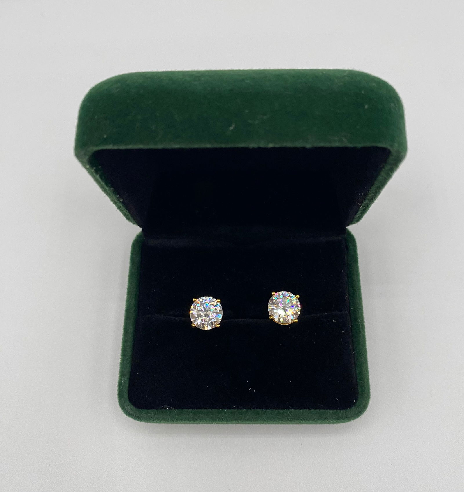 4.00 CTW Round Brilliant Cut VVS Moissanite Stud Earrings - 18k Gold Finish - GRA Certified - 2