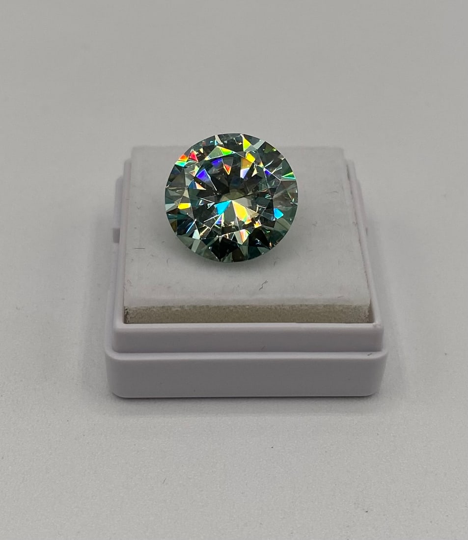 10.00 CT Round Brilliant Cut Moissanite - GRA Certified - Passes Diamond Tester - 2