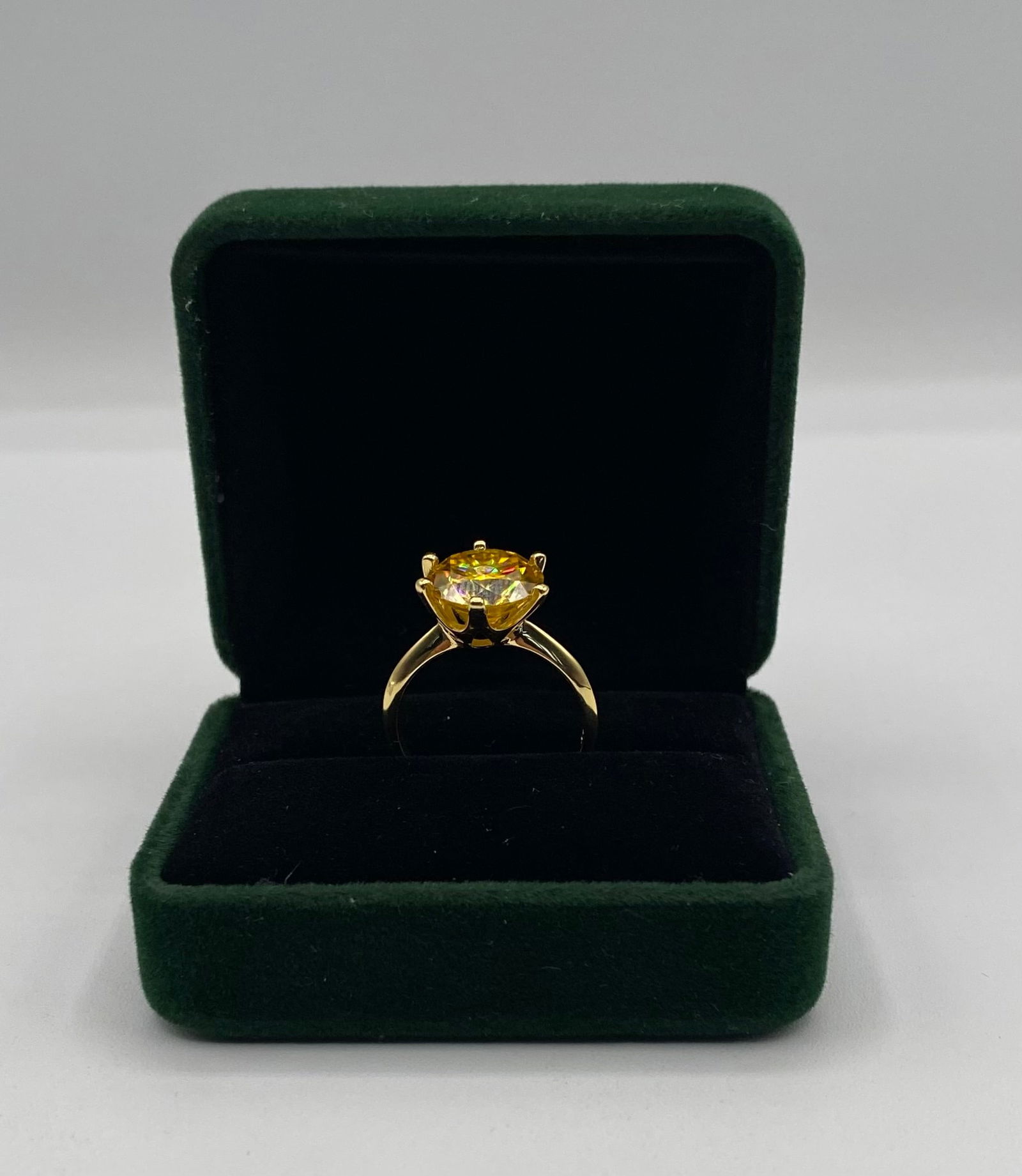 5.00 CT Fancy Yellow Moissanite Solitaire Ring - GRA Certified - 18K Gold Plated - 2