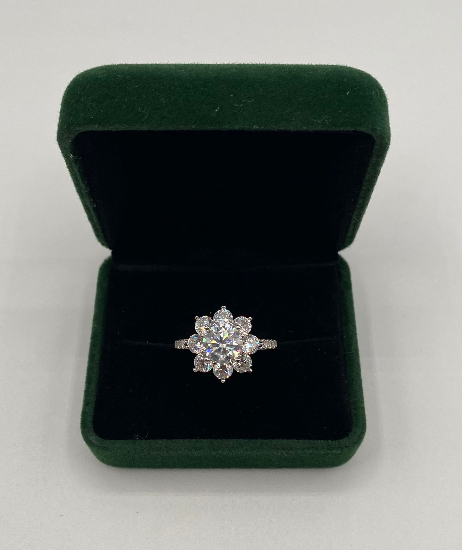 5.00 CTW Moissanite Flower Halo Ring - 18K Gold Plated Silver - Passes Tester - w/ GRA (1 of 2)