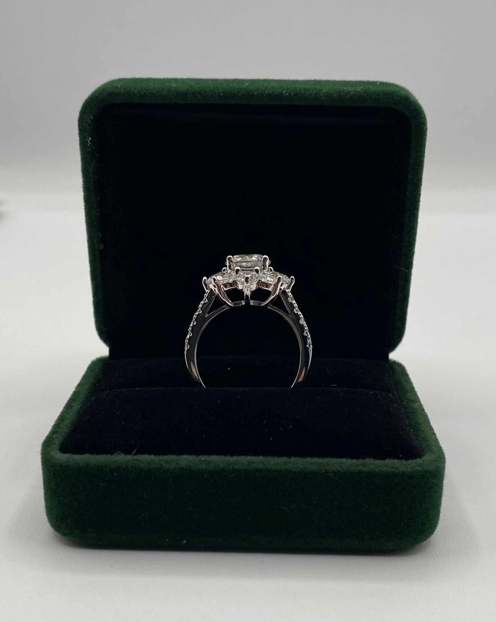 5.00 CTW Moissanite Flower Halo Ring - 18K Gold Plated Silver - Passes Tester - w/ GRA - 2