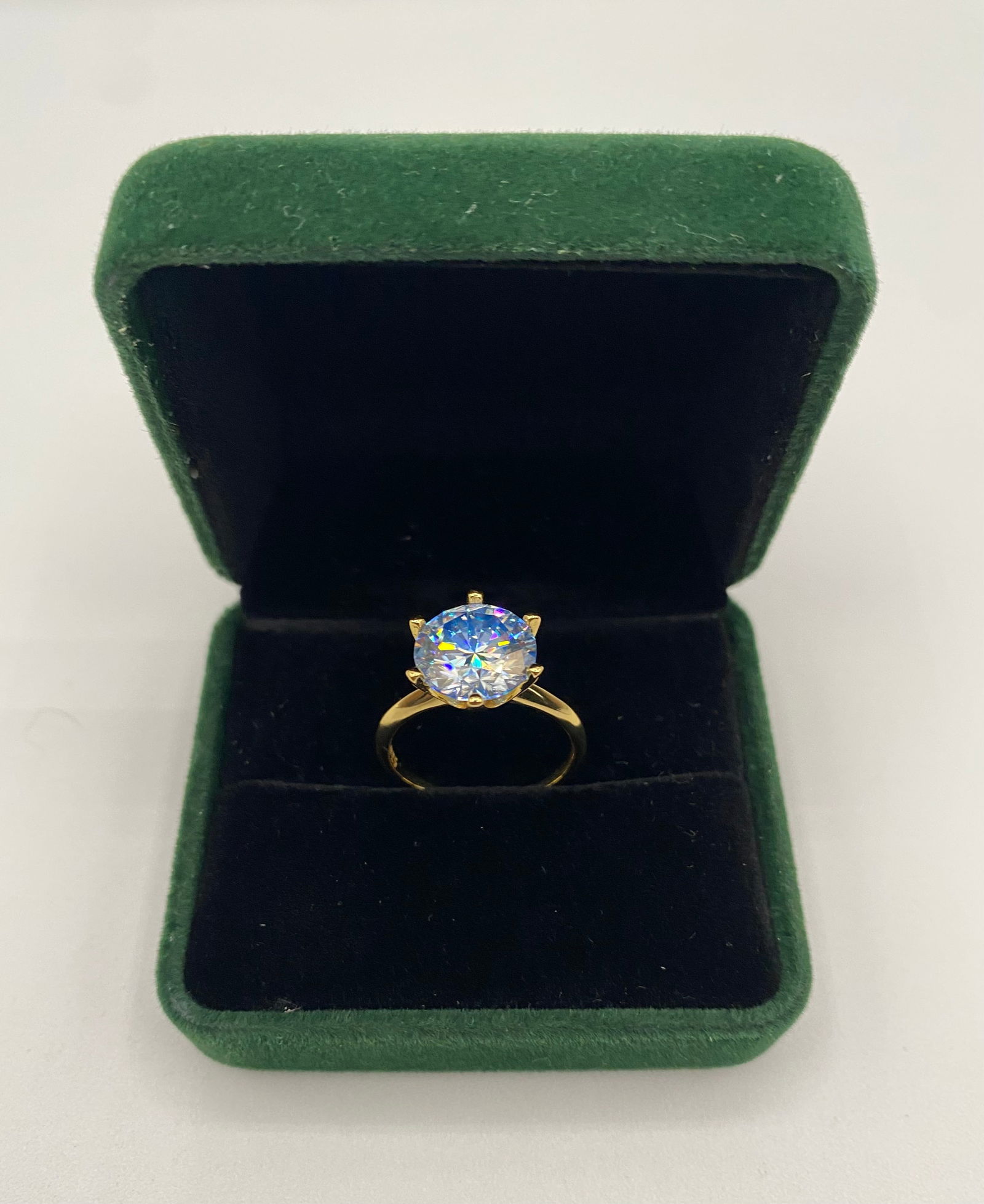 5.00 CT Moissanite Solitaire Ring - 18K Gold Plated Silver - Passes Tester - w/ GRA (1 of 2)