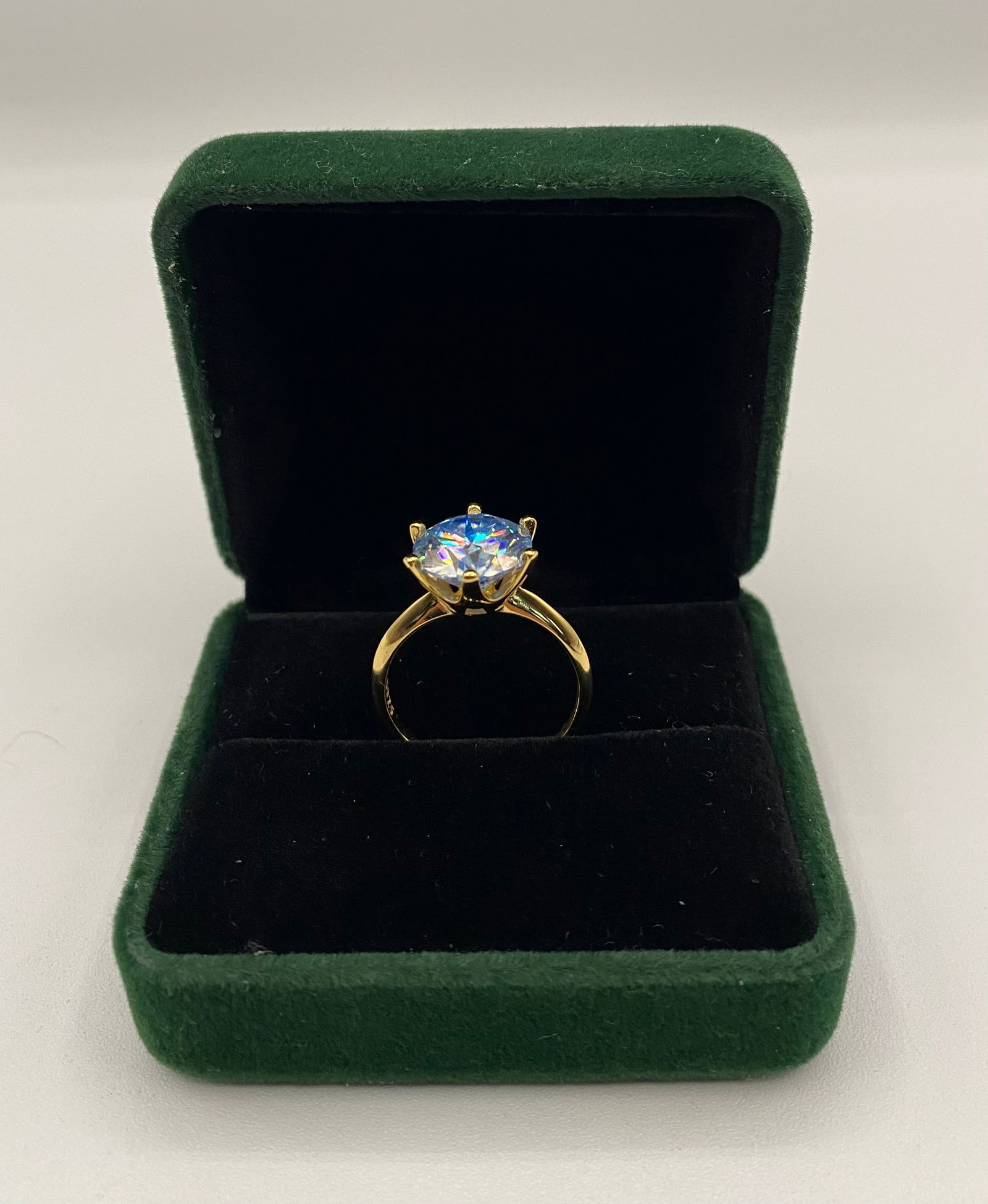 5.00 CT Moissanite Solitaire Ring - 18K Gold Plated Silver - Passes Tester - w/ GRA - 2