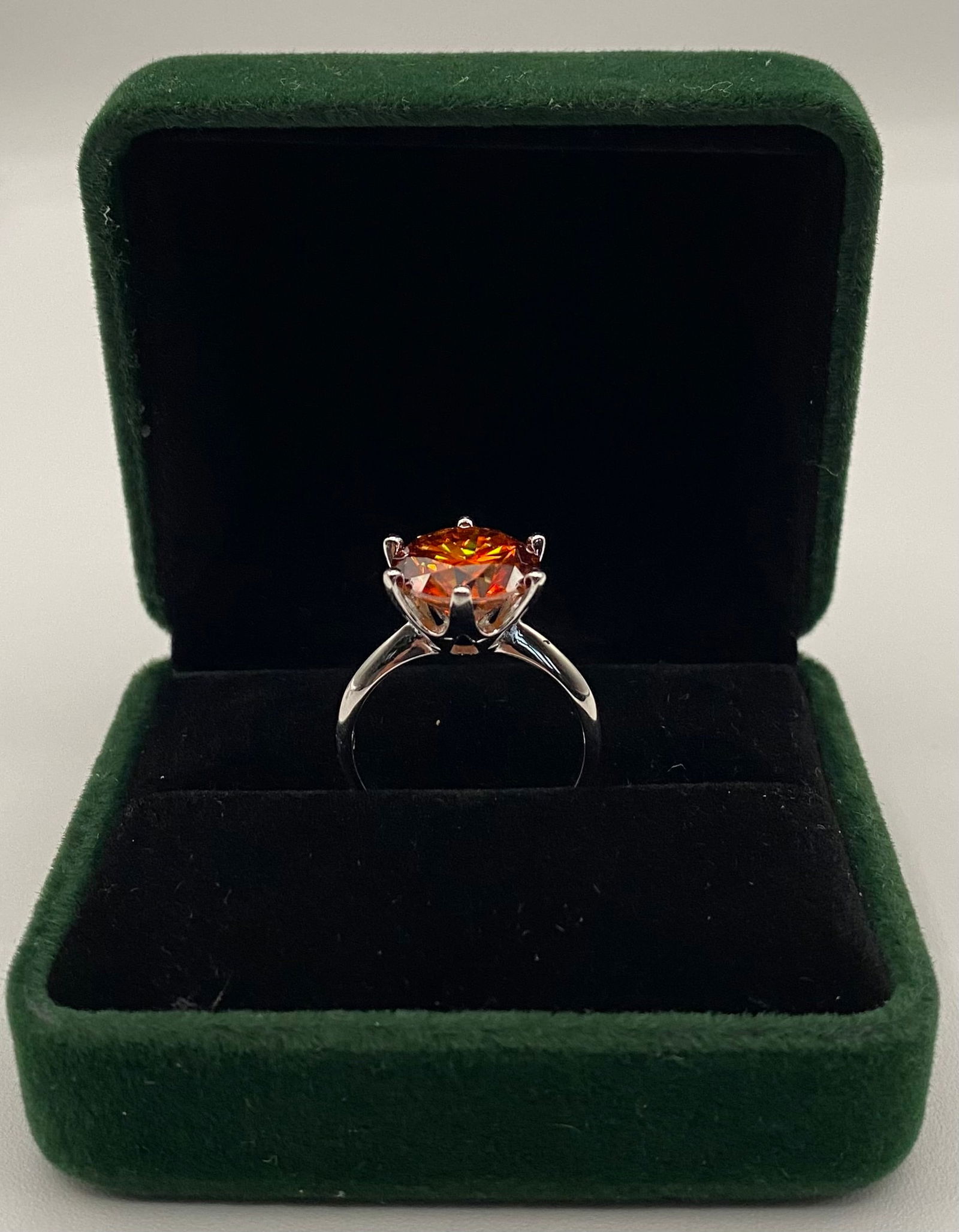 5.00 CT Cognac Orange Moissanite Ring - 18K Gold Plated Silver - Passes Tester - w/ GRA - 2