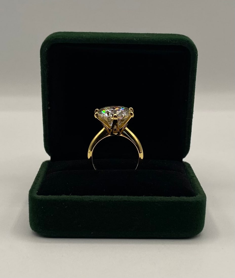 5.00 CTW Round Brilliant Cut Moissanite Ring - 18K Gold Over Sterling - GRA Certified - 2