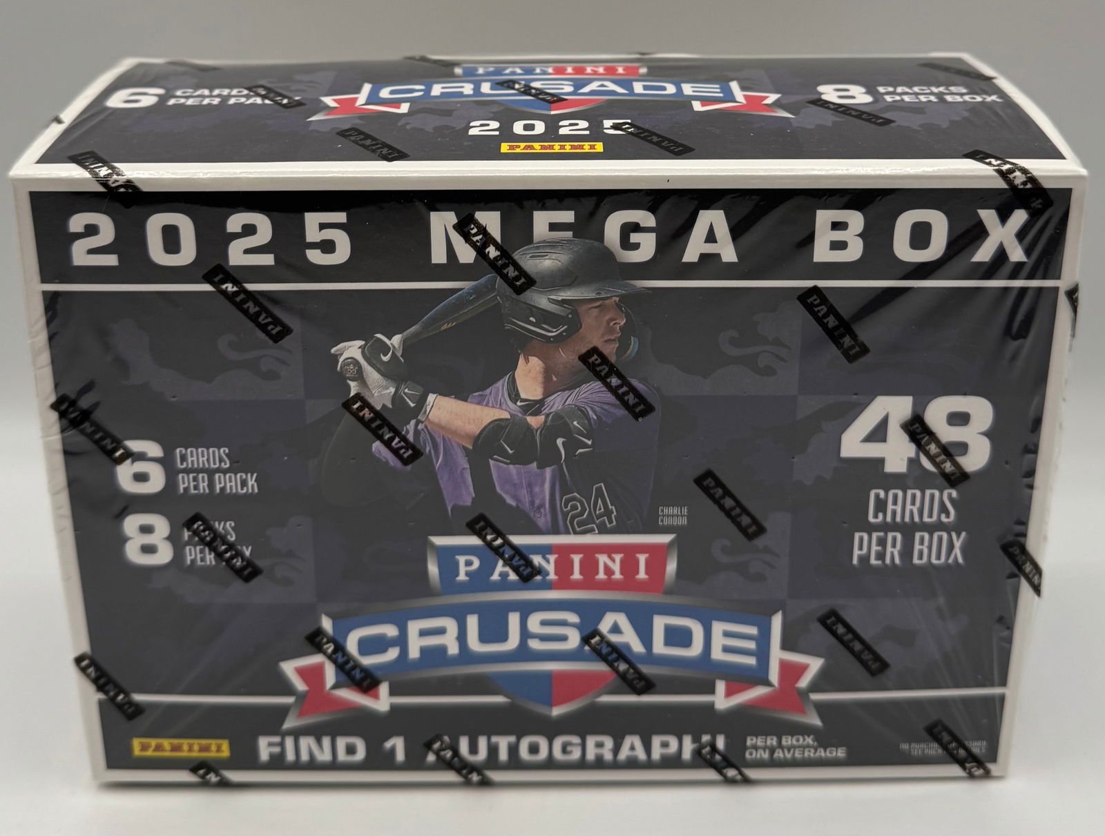 2025 Panini Crusade Baseball MEGA BOX Sealed (48 Cards) 1 AUTO PER BOX: Up for auction is a Factory Sealed 2025 Panini Crusade Baseball Mega Box. Panini’s Crusade line is a fan-favorite for its high-gloss Opti-Chrome technology and iconic shield designs. Box Break