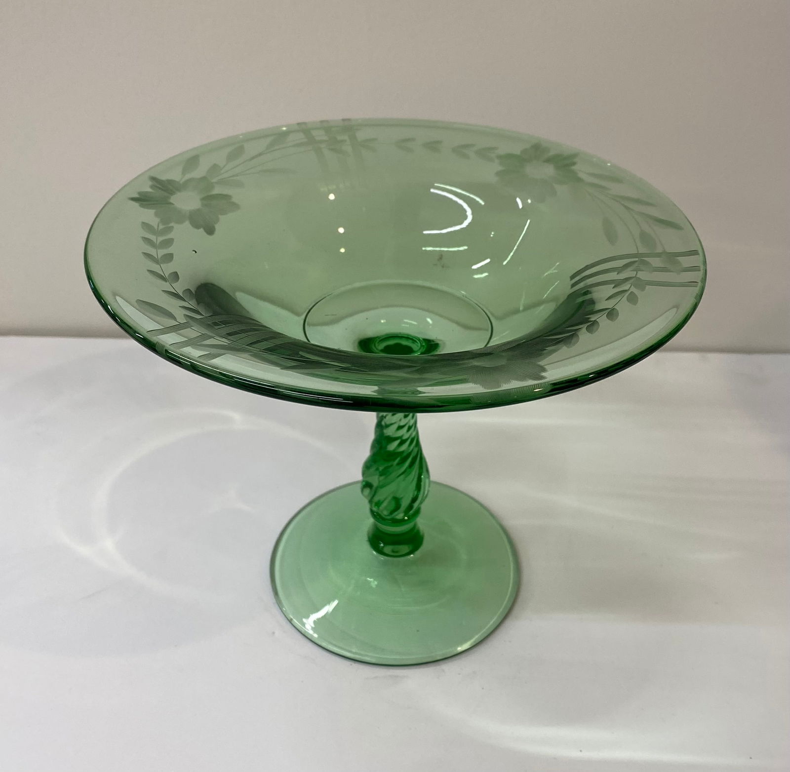 Large Hand-Blown Iridescent Amber Art Glass Goblet - Pulled Stem, 9" (1 of 1)