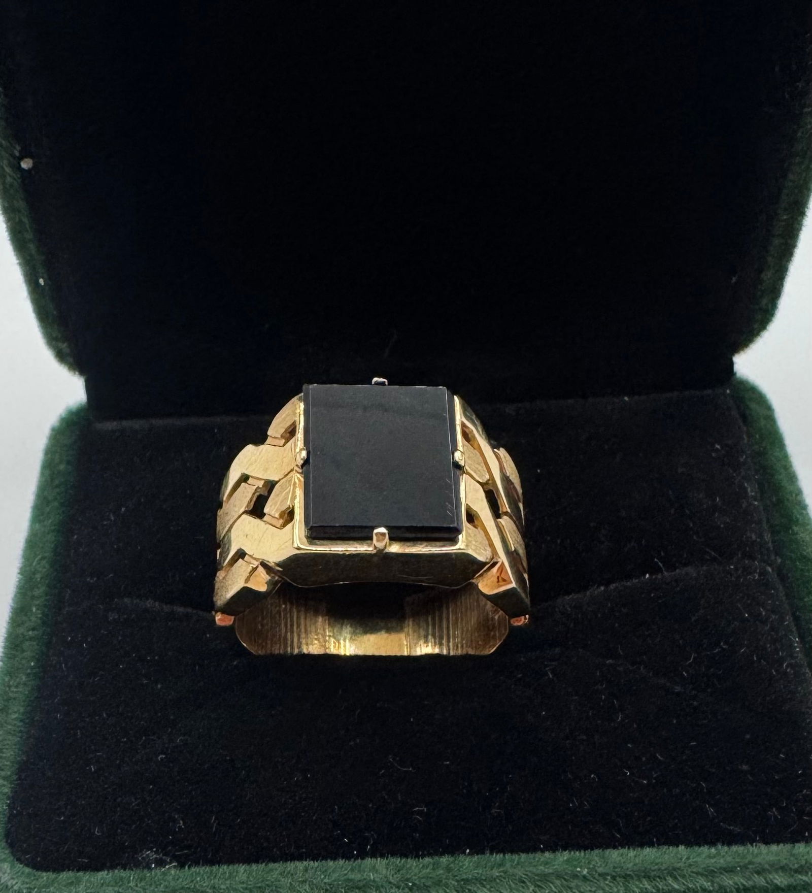 18K Yellow Gold & Black Onyx Men's Statement Ring - Van Cleef Style - 2