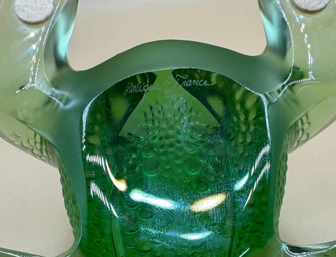 Lalique Green Frog Toad Gregoire Signed - 5