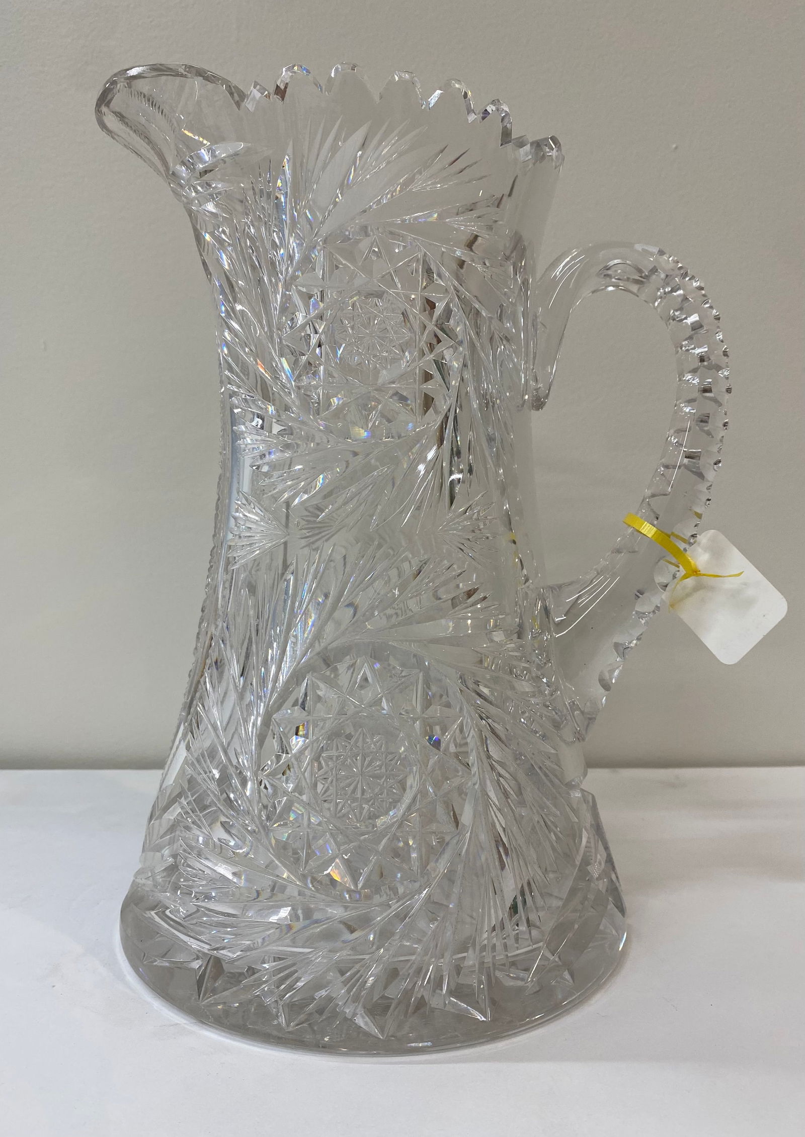 Large Antique American Brilliant Cut Glass Water Pitcher - Star and Fan (1 of 1)