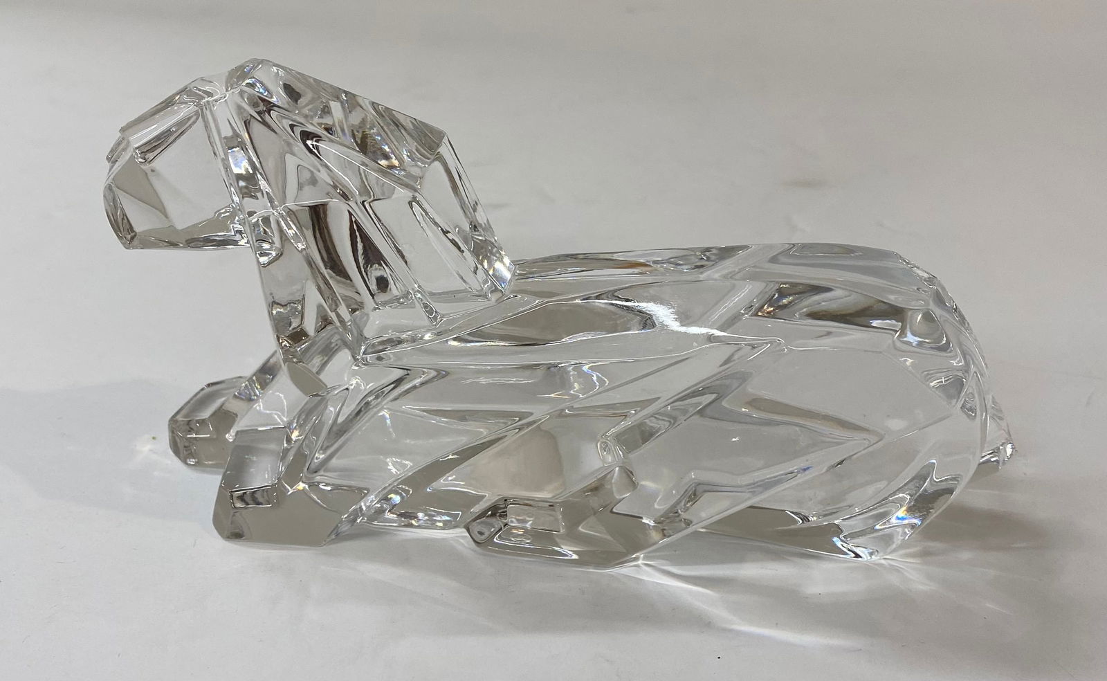 Baccarat Style Stylized Crystal Reclining Horse Figurine (1 of 1)