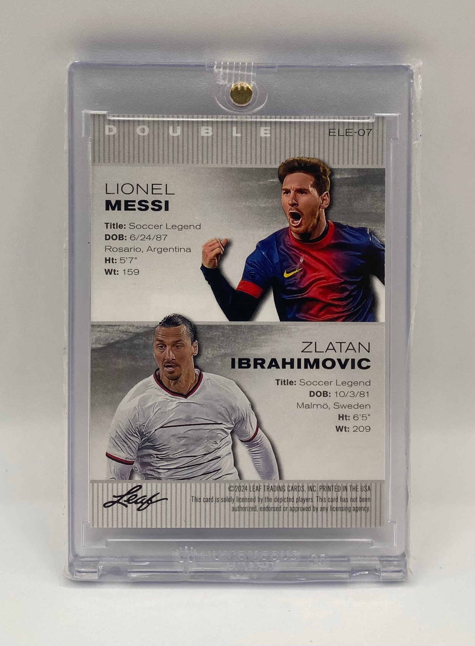 2024 Leaf Exclusive Legends Messi/Ibrahimovic Dual - Serial Numbered 10/10 - 2