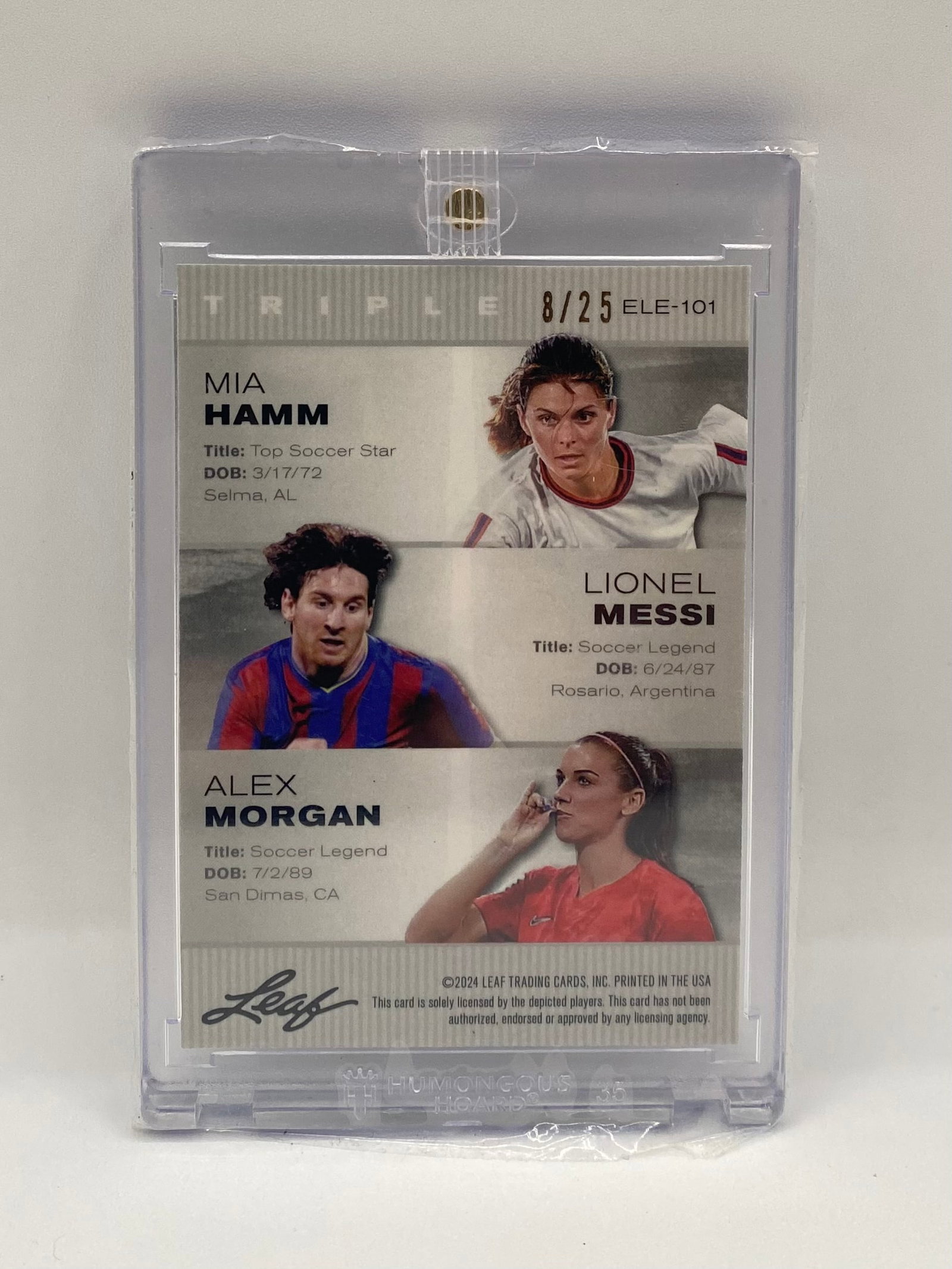 Mia Hamm, Lionel Messi, & Alex Morgan Triple Refractor /25 - 2