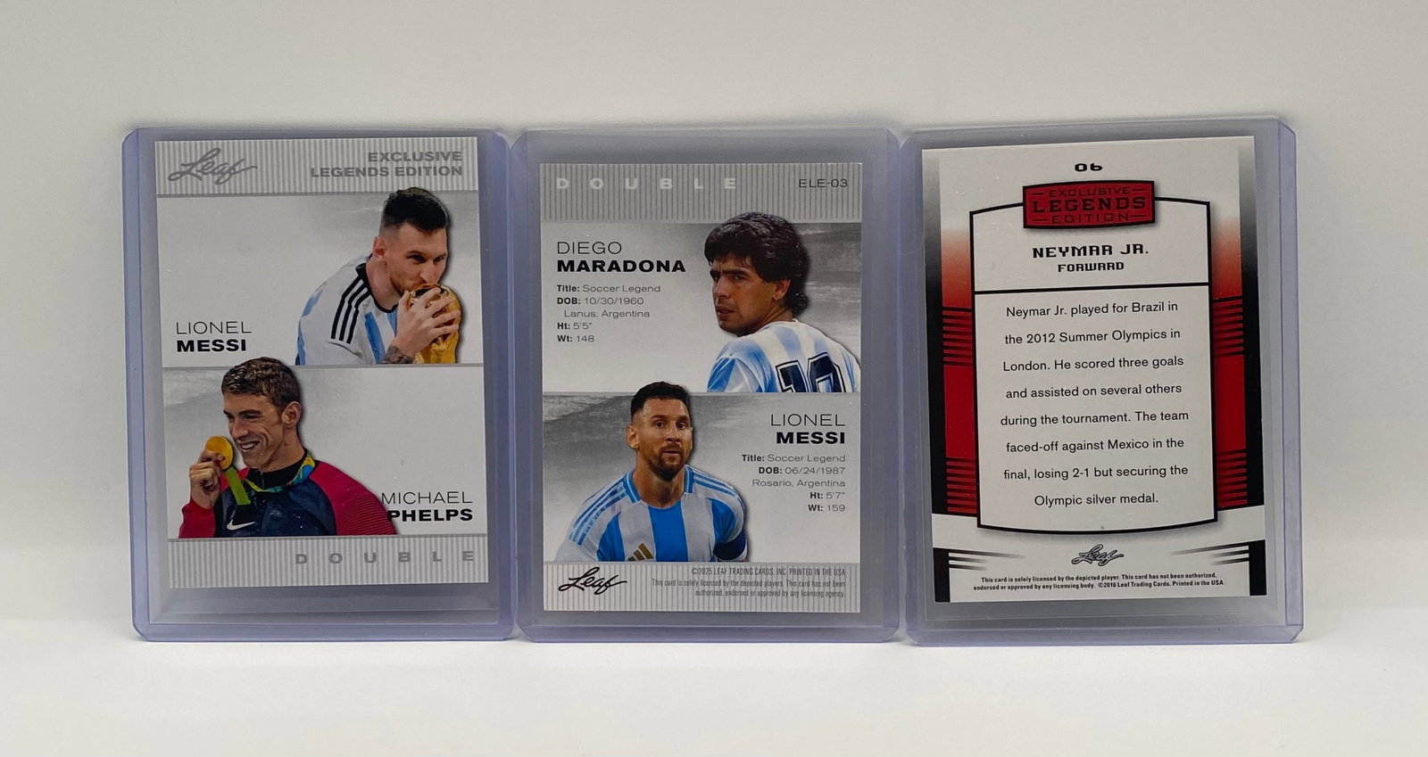 (3) Leaf Exclusive Legends Edition - Messi/Phelps, Maradona/Messi & Neymar Jr. - 2