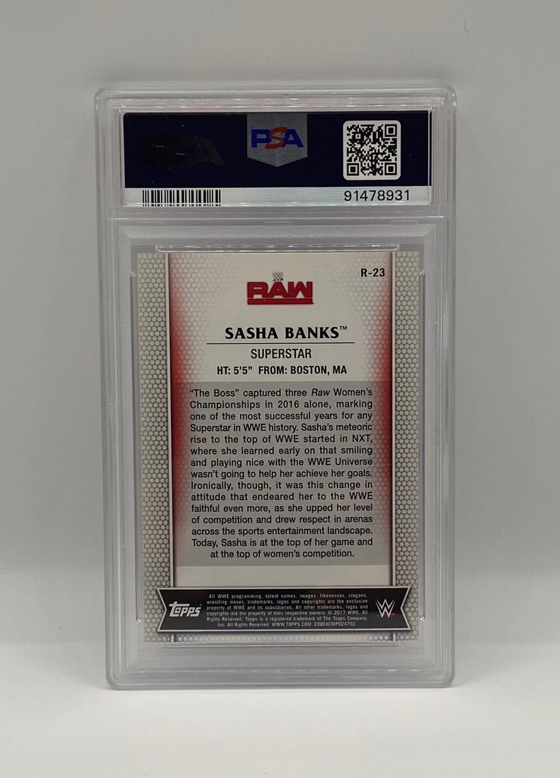 2017 Topps WWE Sasha Banks #R-23 Women's Division – PSA 9 MINT - 2