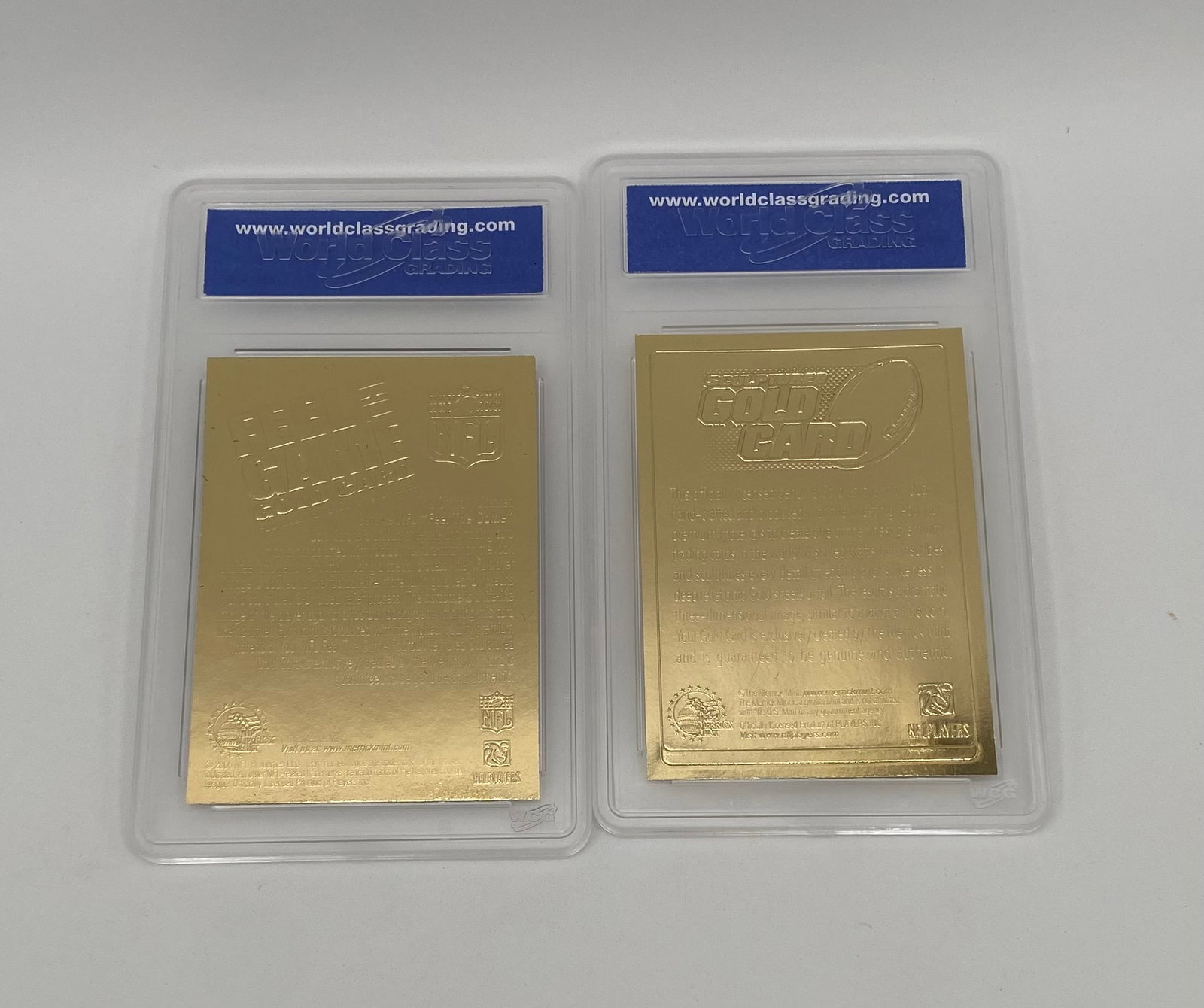 Tom Brady 23K Gold Leaf Card Pair (2005 & 2006 Merrick Mint - 2