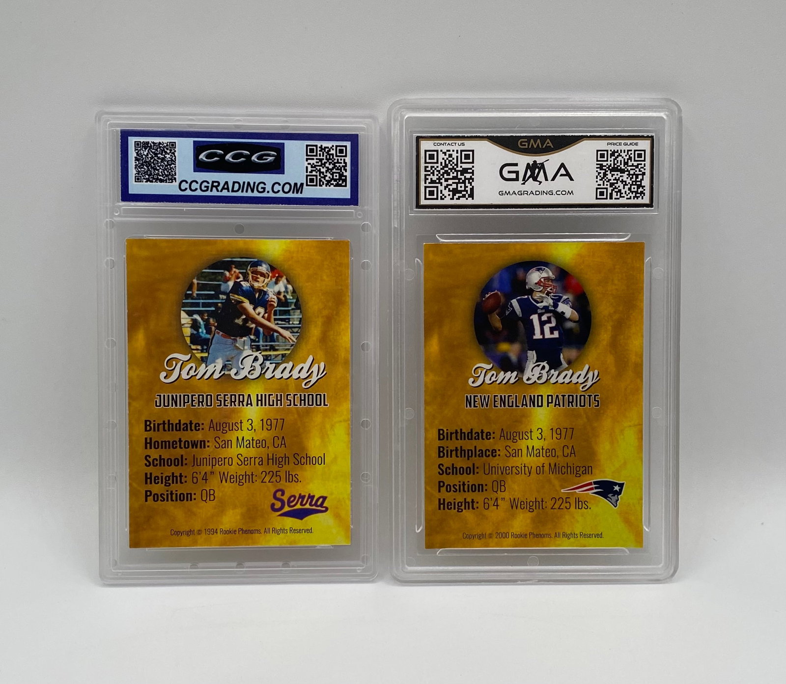 Tom Brady ACEO Rookie Gold Card Pair - CCG 10 & GMA 10 - 2