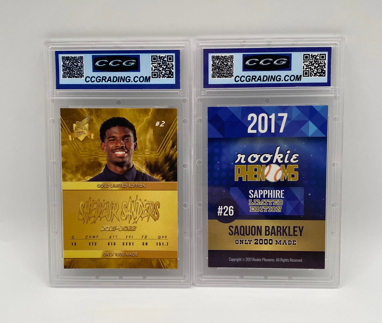 Shedeur Sanders & Saquon Barkley Limited Edition Card Pair - CCG 10 Gem-Mint - 2