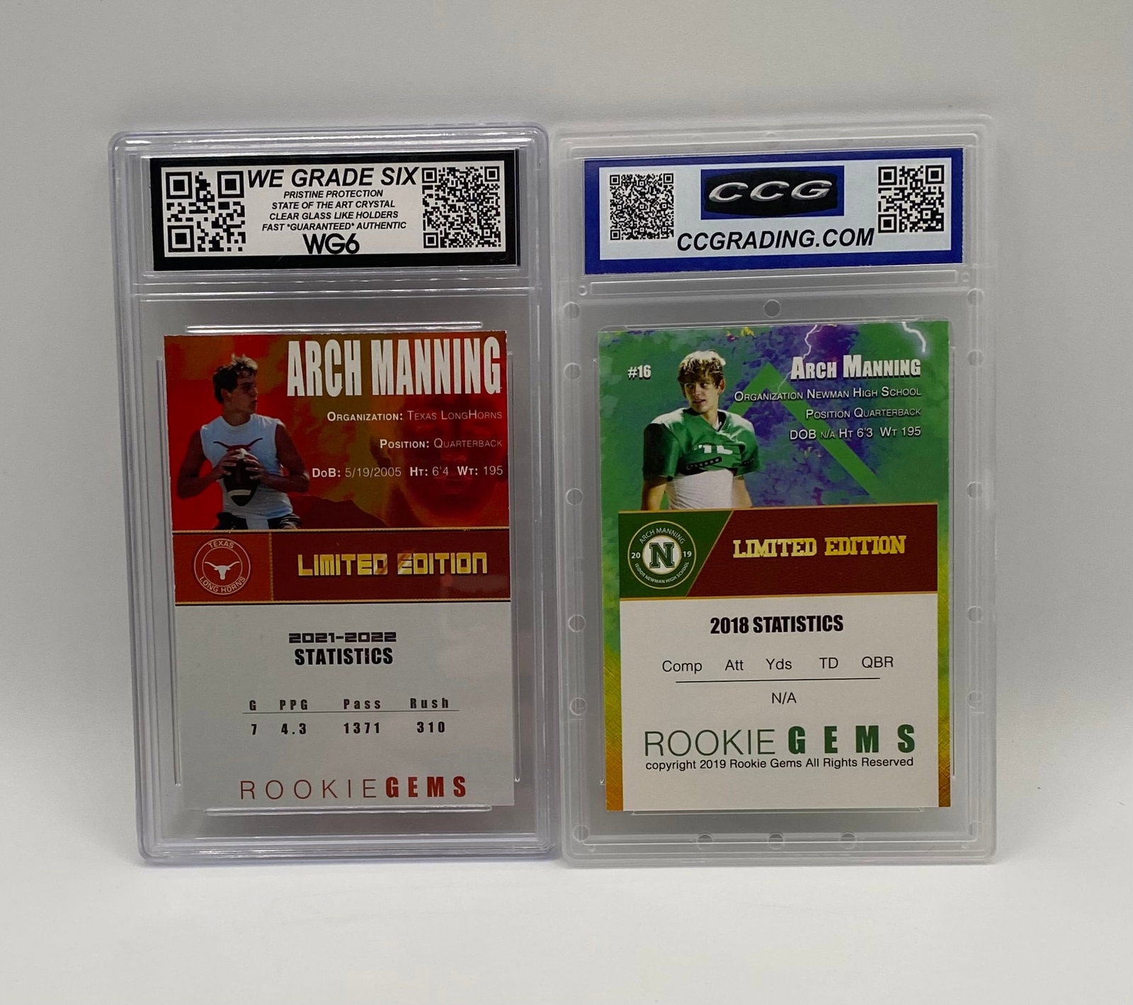 Arch Manning Custom Prospect Card Pair (Texas & Isidore Newman) - 10 Gem-Mint - 2