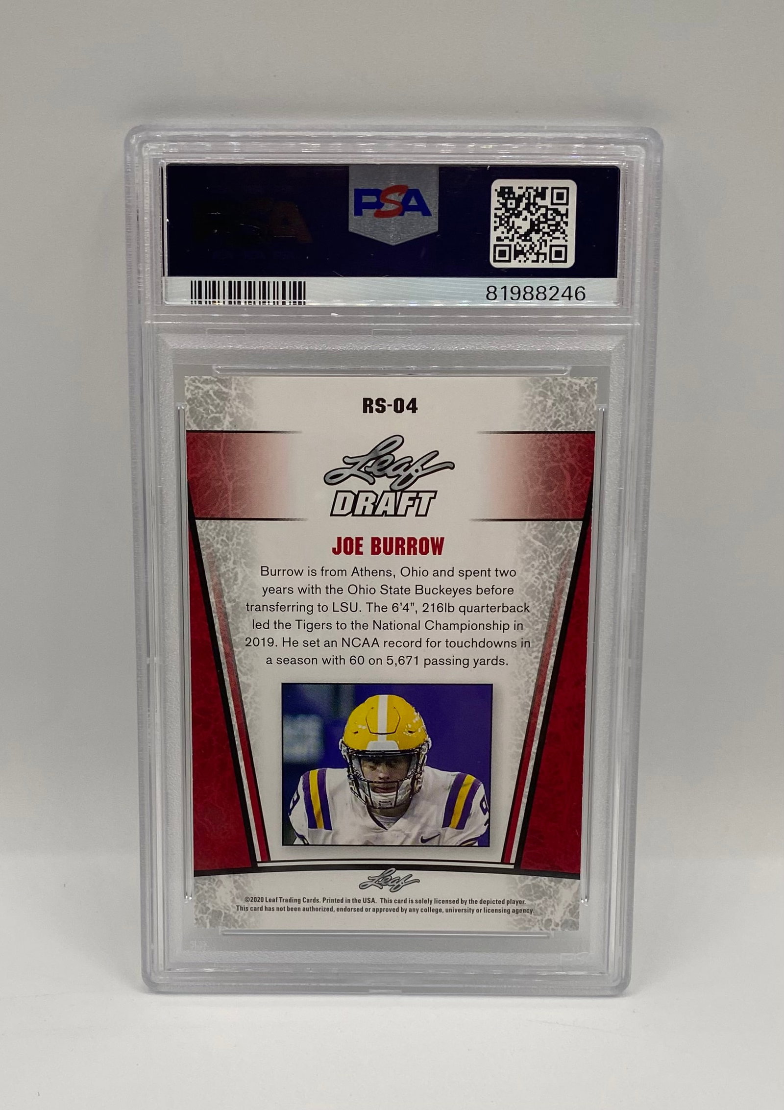 2020 Leaf Special Release Joe Burrow Rookie Silver – PSA 10 - 2