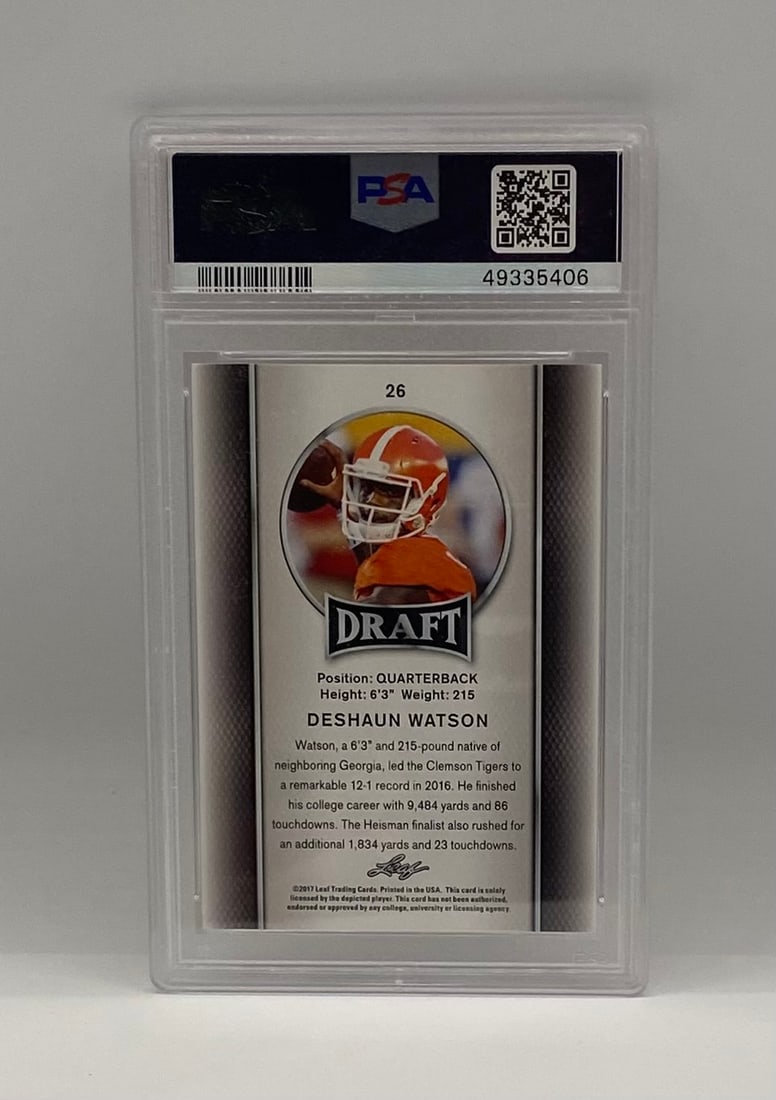 2017 Leaf Draft Deshaun Watson Gold Rookie #26 - PSA 10 Gem Mint - 2