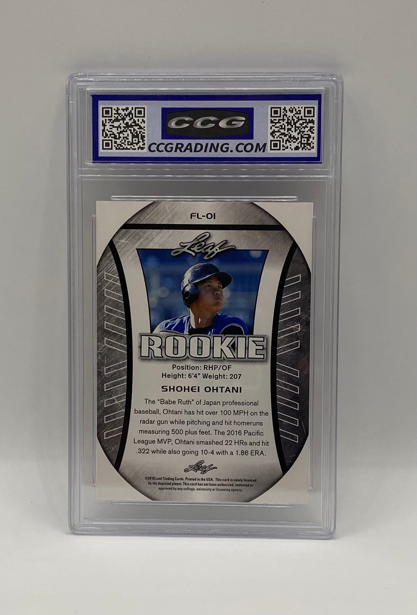 Shohei Ohtani 2018 Leaf #FL01 Rookie Exclusive Flag Edition - CCG 9.5 - 2