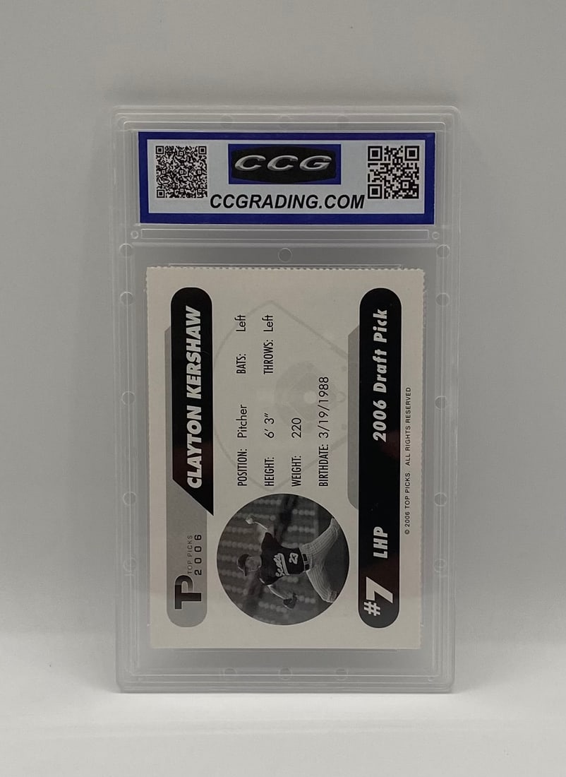 Clayton Kershaw 2006 Top Picks Draft Pick Perforated - CCG Gem MT 10 - 2