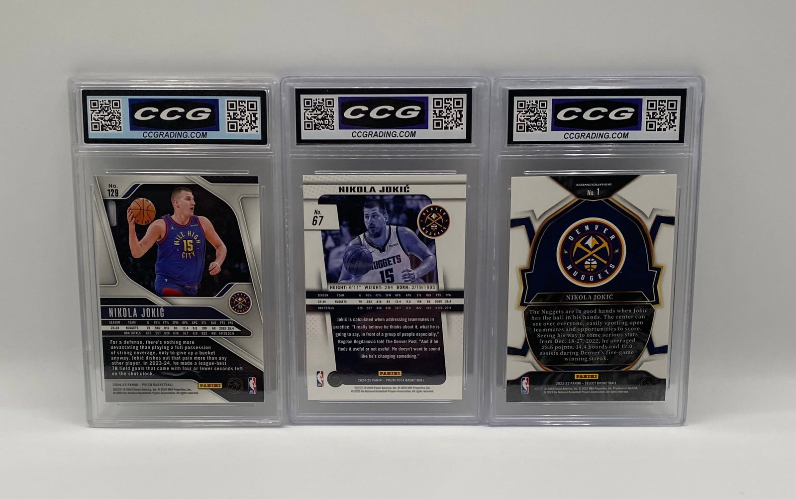 Nikola Jokic Panini Prizm & Select Graded Card Lot - (3) CCG Gem Mint 10 - 2