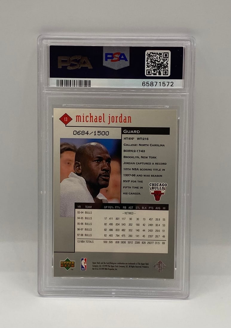 1998 UD Black Diamond Michael Jordan Triple PSA 9 MINT - 2
