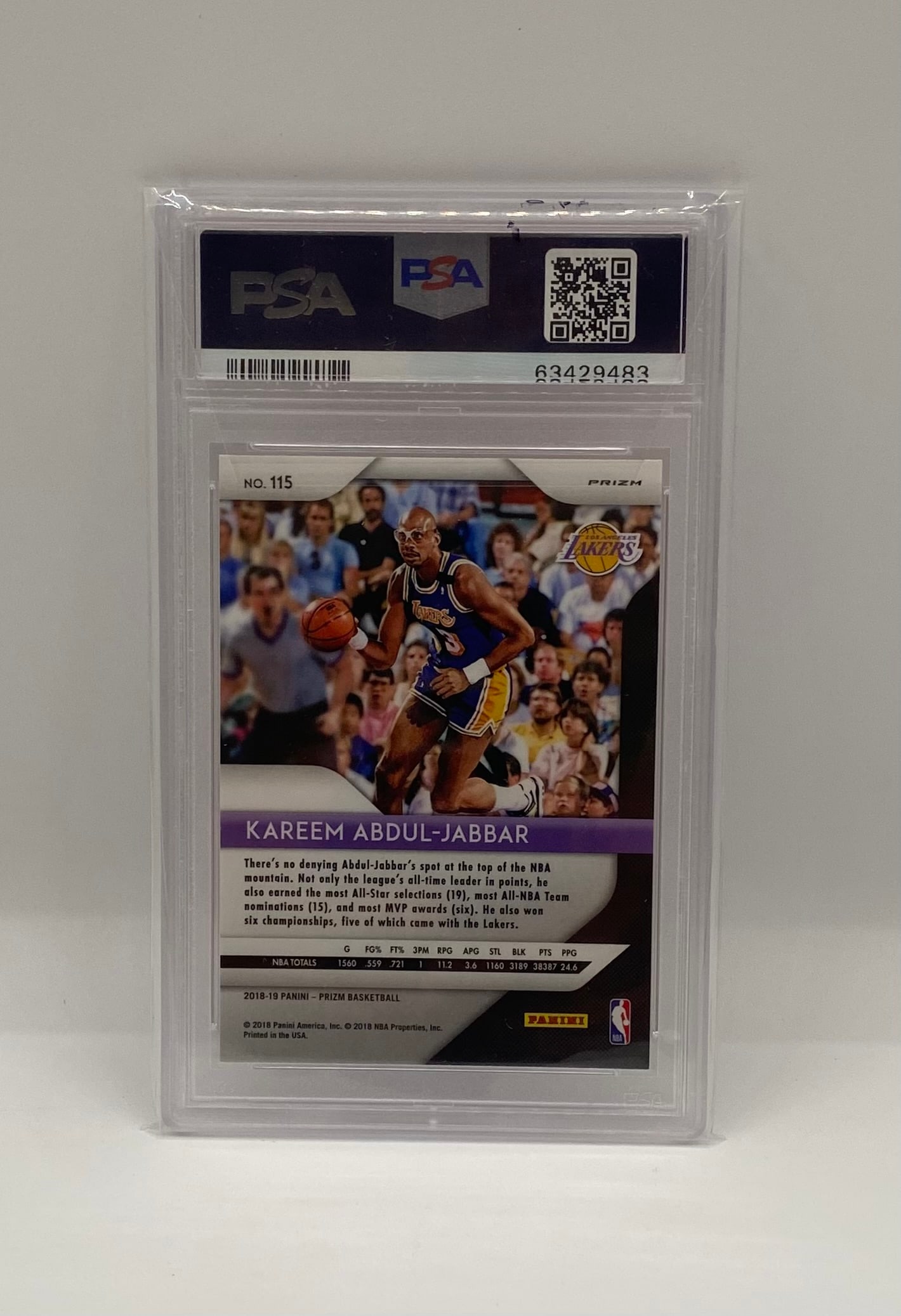 2018 Panini Prizm Kareem Abdul-Jabbar Pink Ice - 2