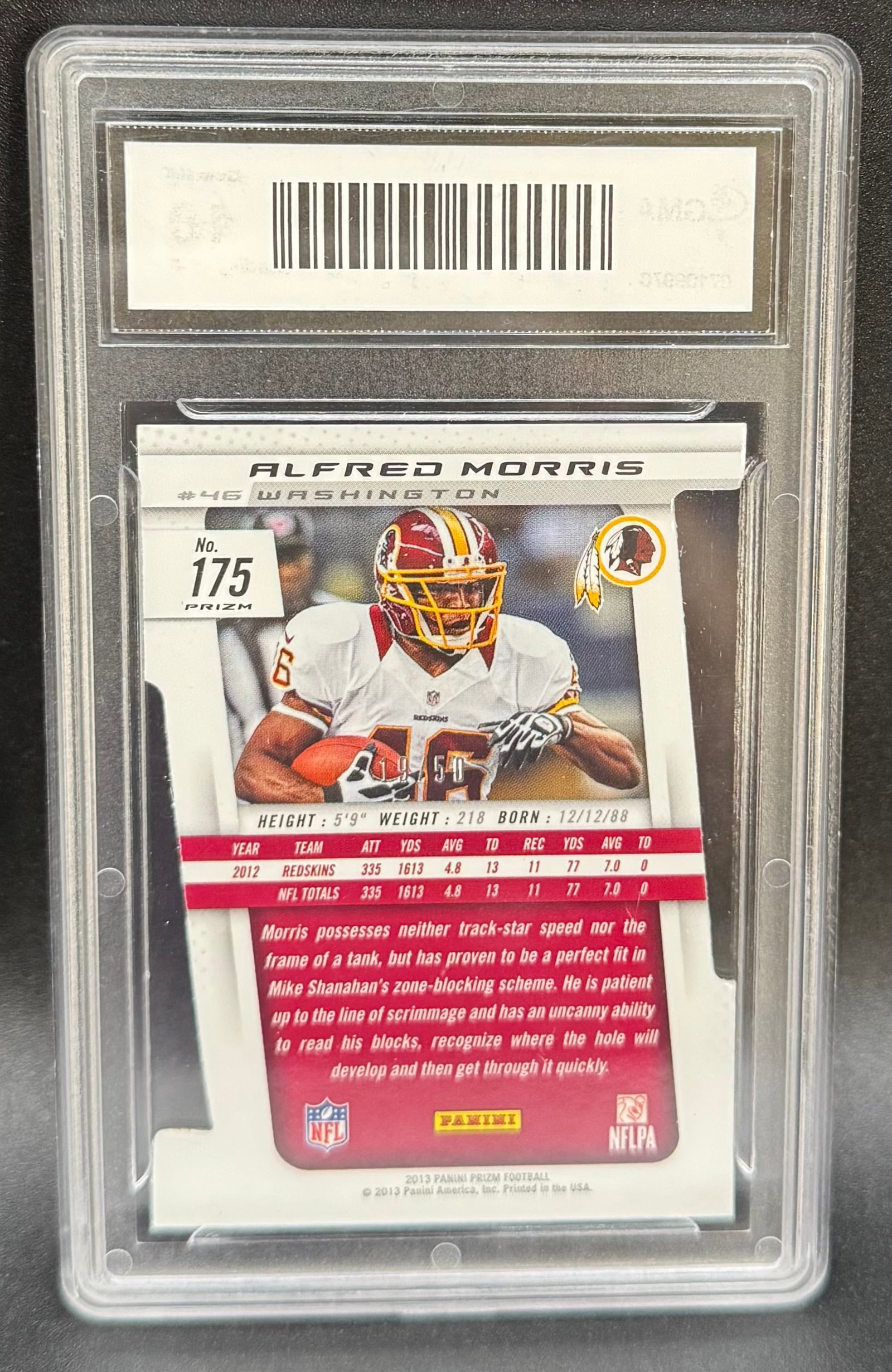 2013 Panini Prizm Alfred Morris Orange Die-Cut #19/50 GMA 10 Gem MT - 2