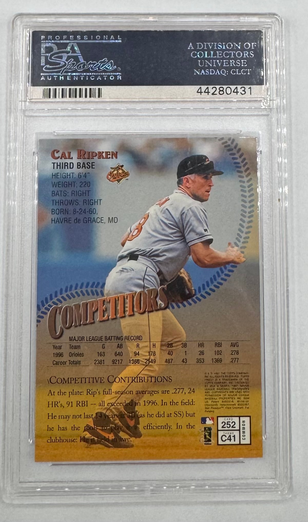 1997 Topps Finest Cal Ripken Jr. #252 Competitors PSA 10 - 2